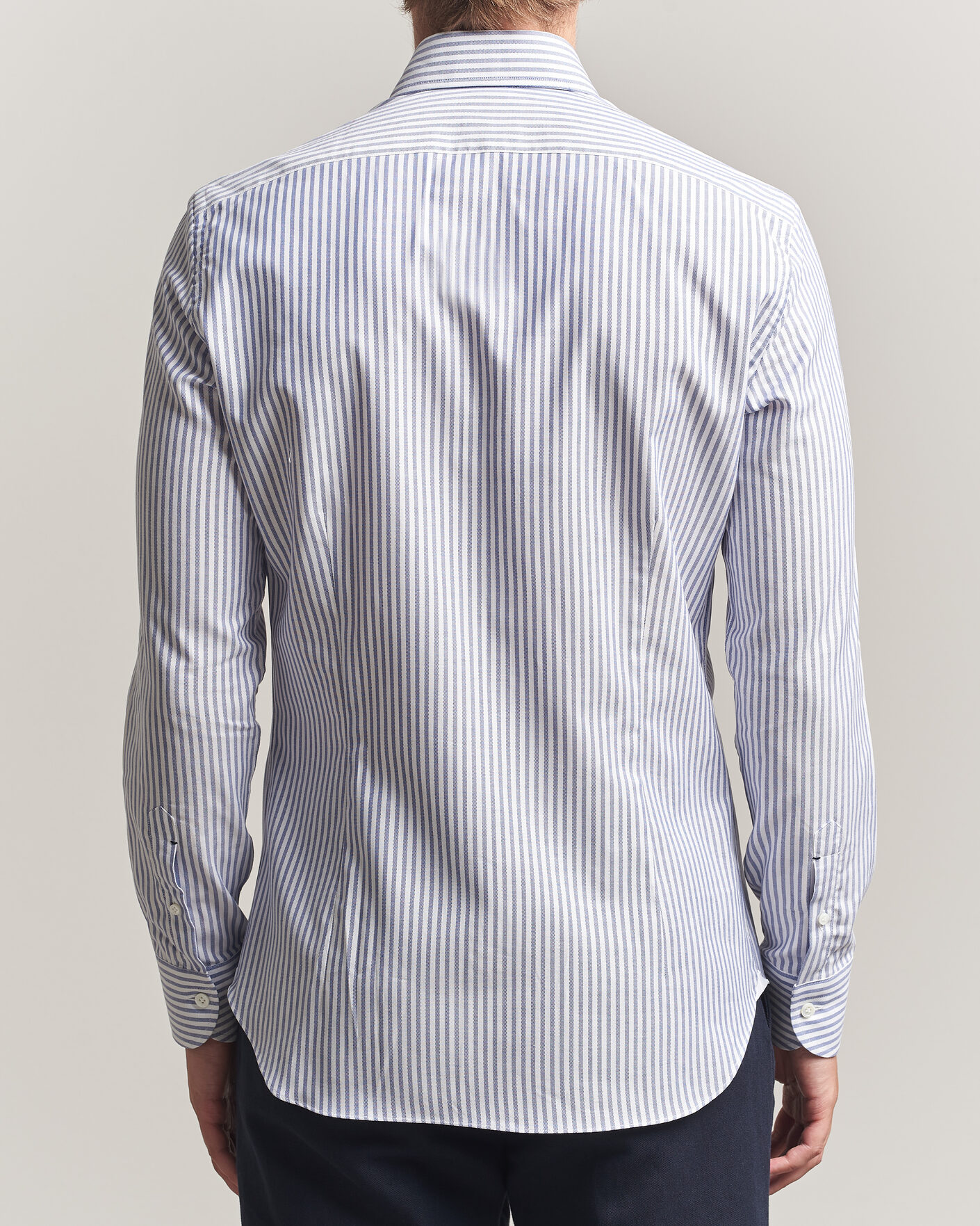 Heren | Overhemden | Mazzarelli | Soft Oxford Button Down Shirt Blue Stripe