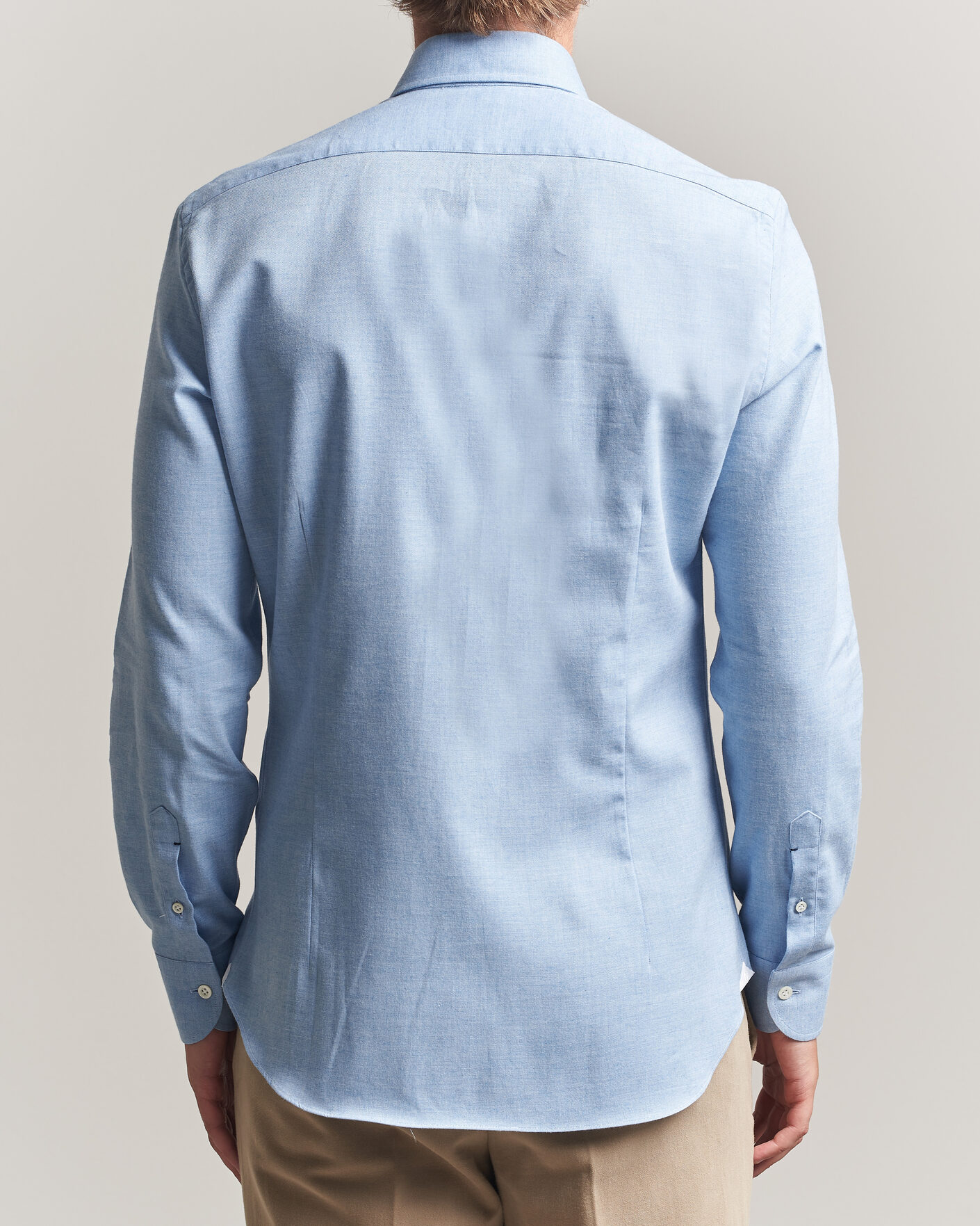 Heren | Overhemden | Mazzarelli | Soft Flannel Button Down Shirt Light Blue