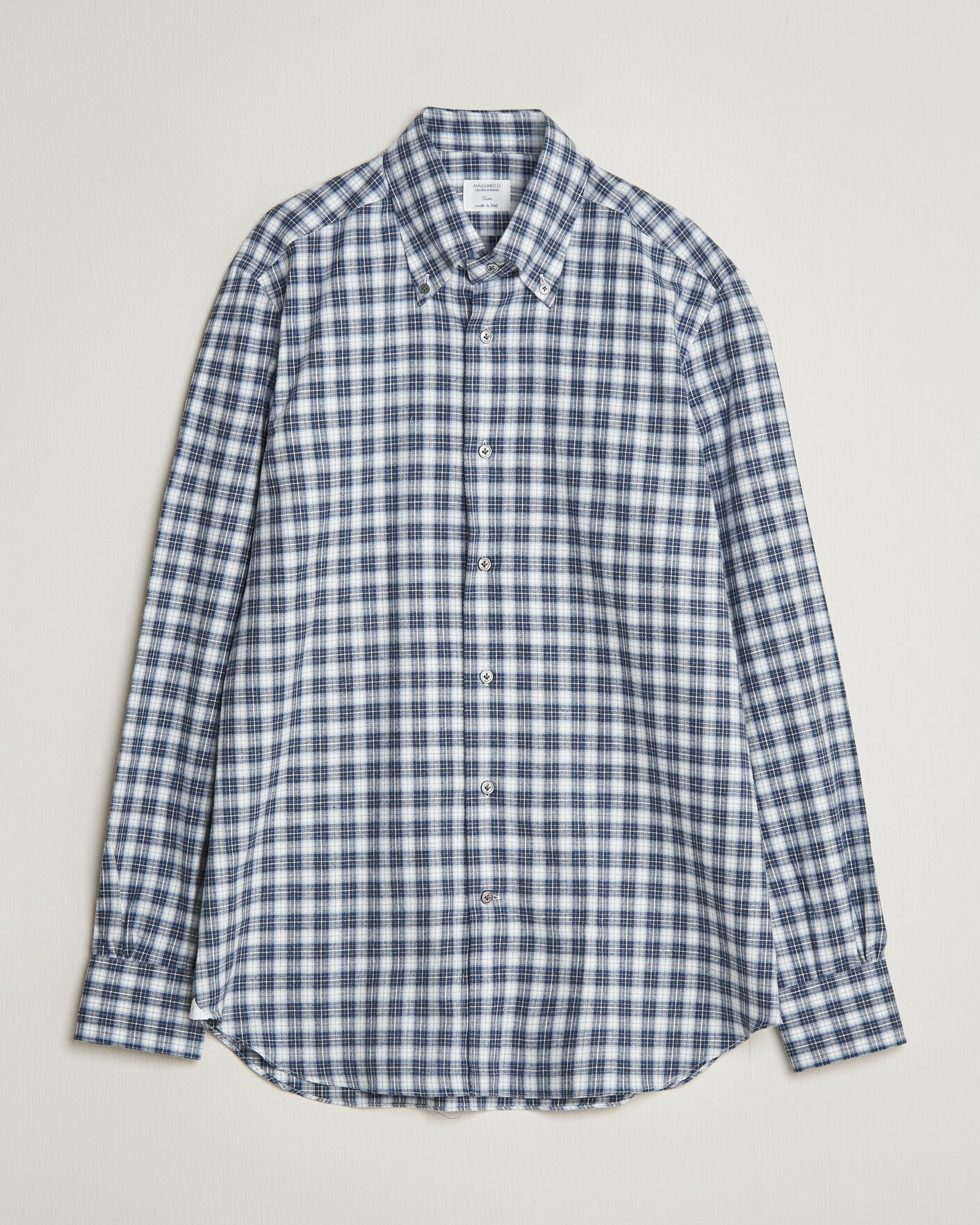 Heren | Overhemden | Mazzarelli | Soft Flannel Button Down Shirt Navy