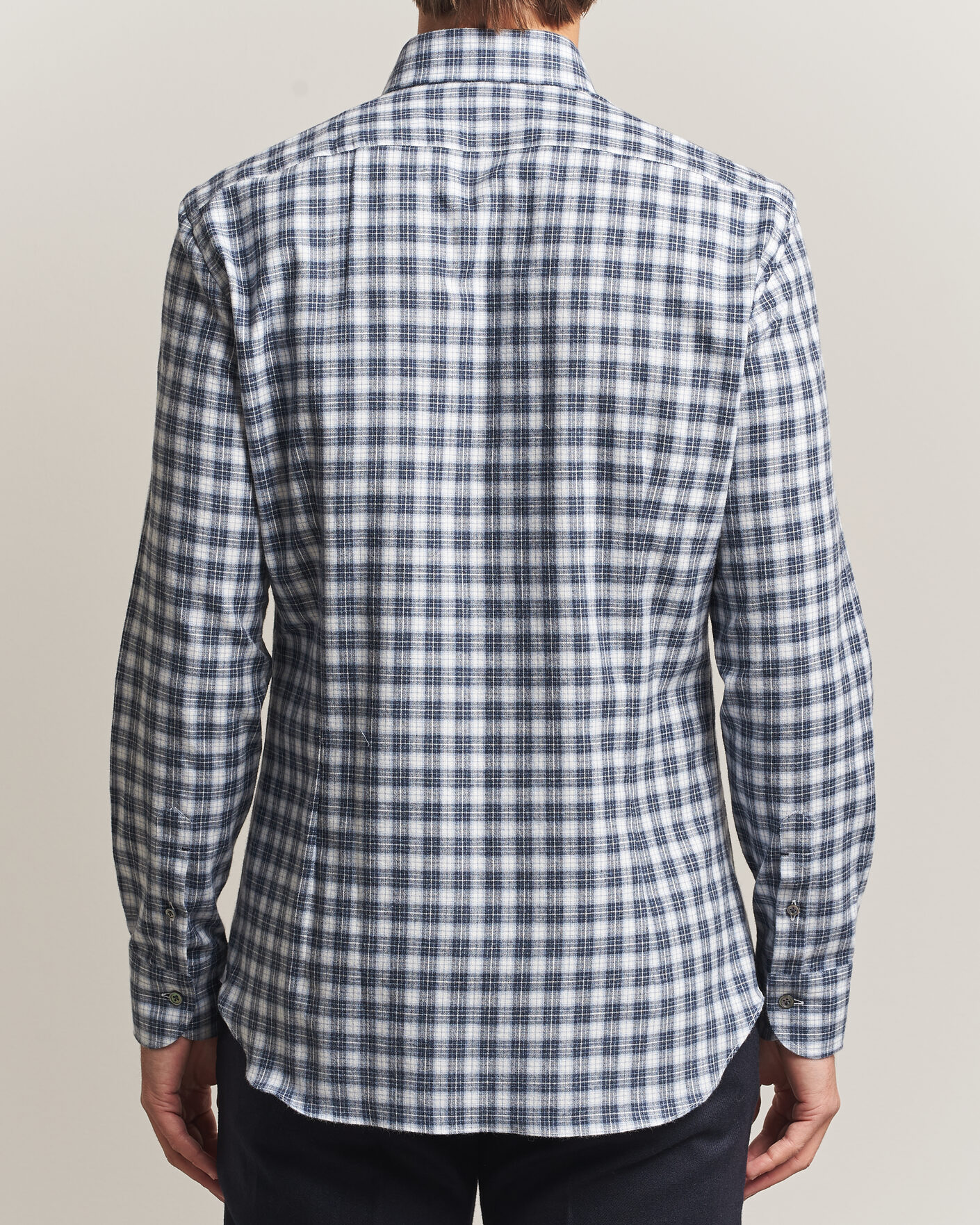 Heren | Overhemden | Mazzarelli | Soft Flannel Button Down Shirt Navy