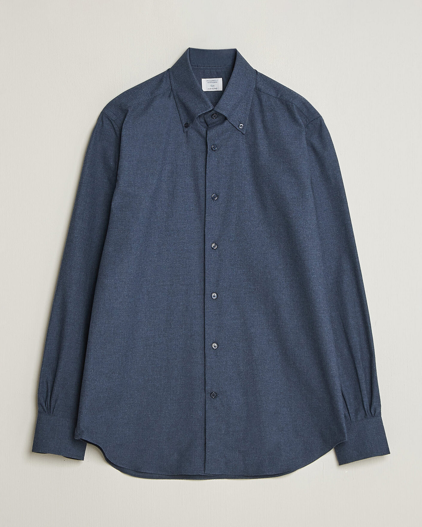 Heren | Overhemden | Mazzarelli | Soft Flannel Button Down Shirt Navy
