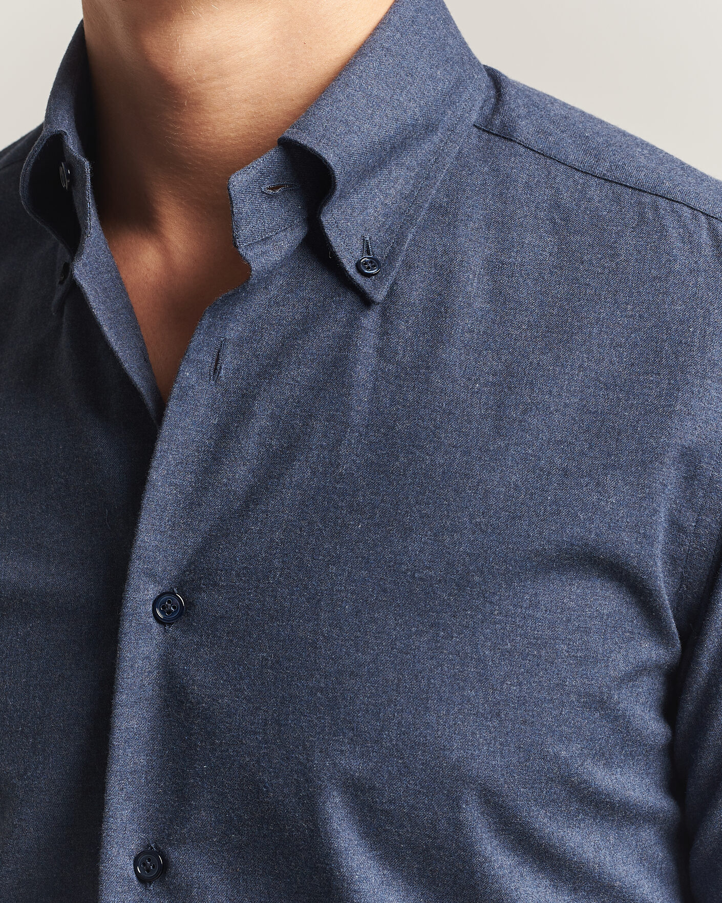 Heren | Overhemden | Mazzarelli | Soft Flannel Button Down Shirt Navy