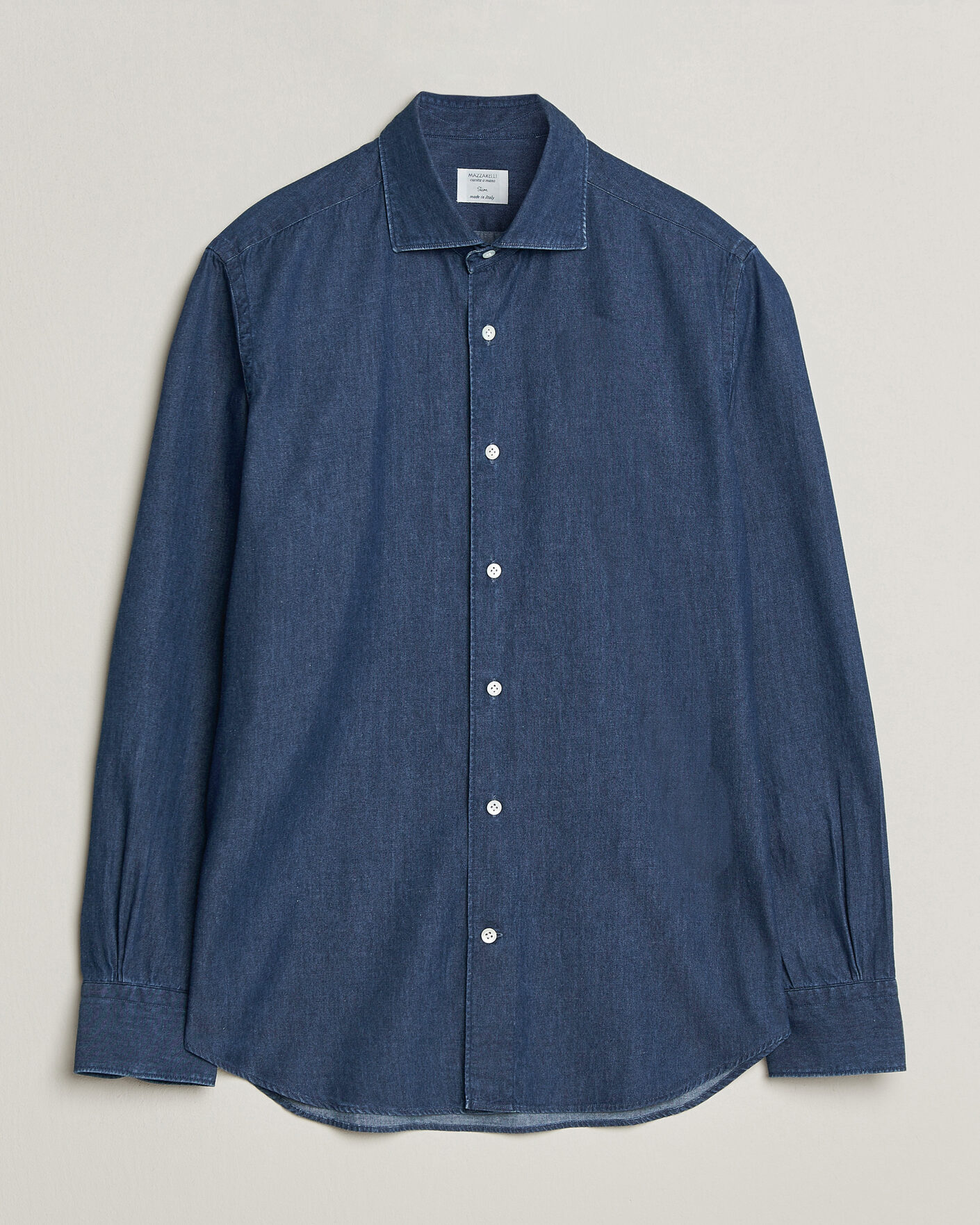 Heren | Overhemden | Mazzarelli | Soft Denim Shirt Blue Wash