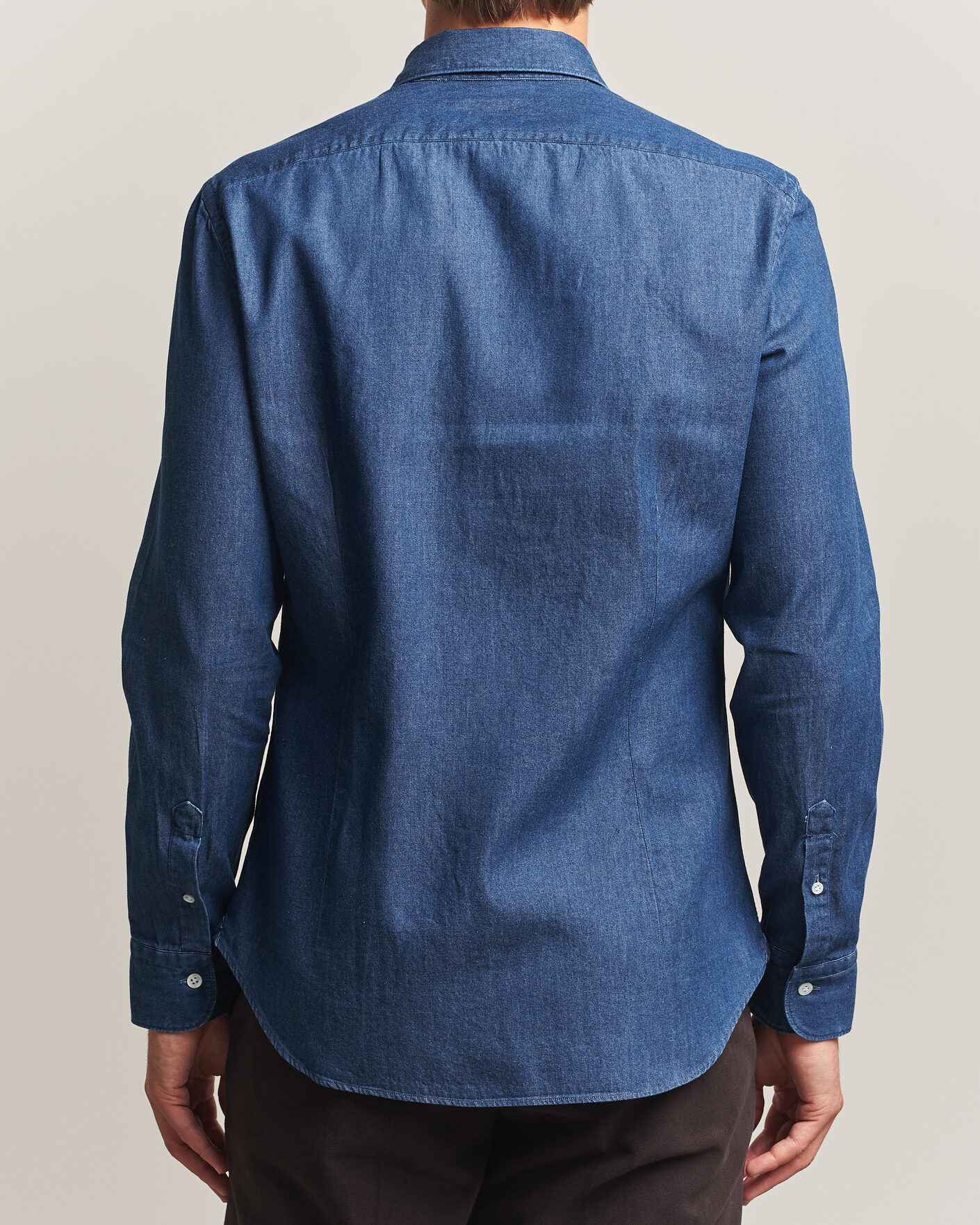Heren | Overhemden | Mazzarelli | Soft Denim Shirt Blue Wash