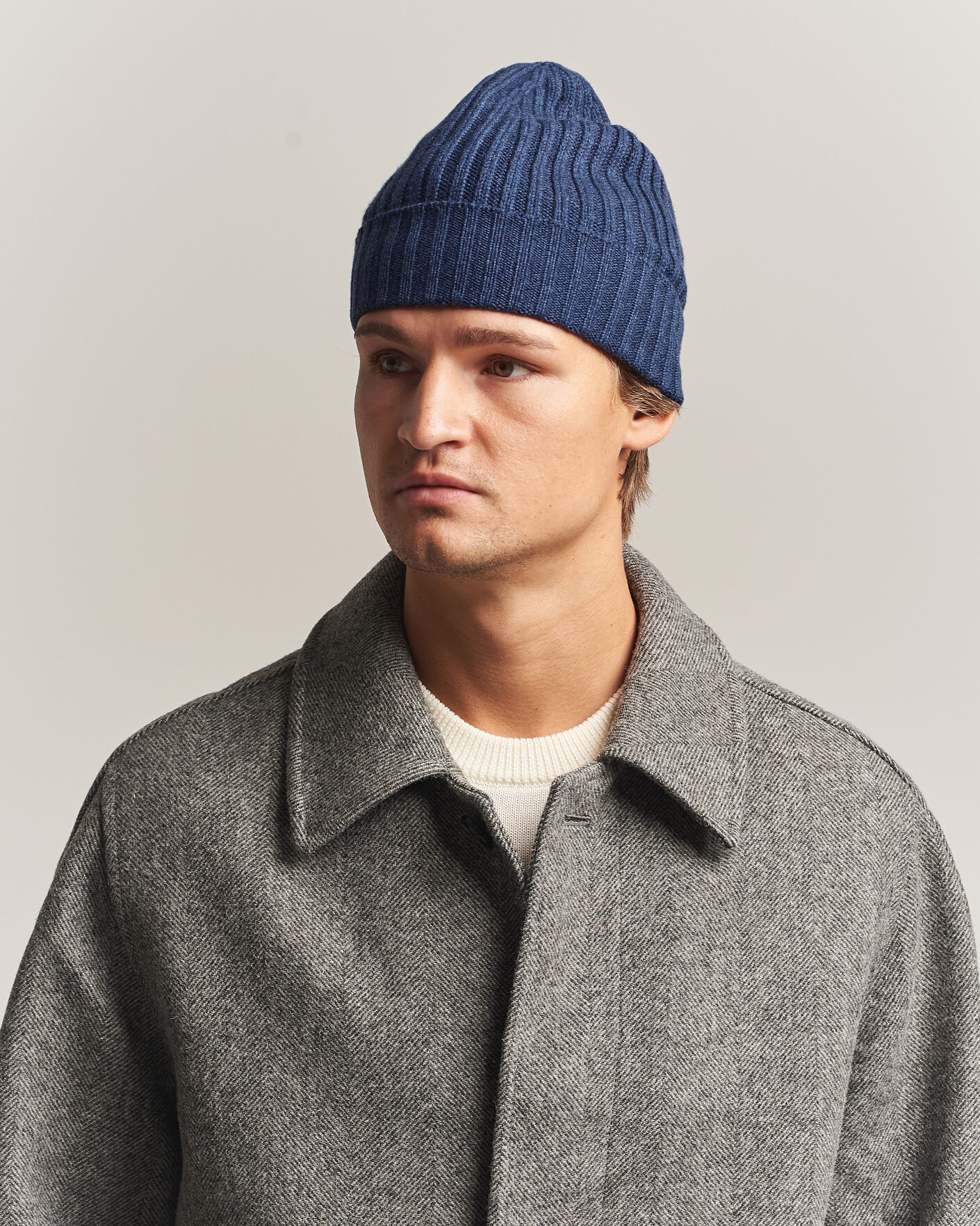 Heren | Mutsen | Piacenza Cashmere | Ribbed Cashmere Beanie Dark Blue