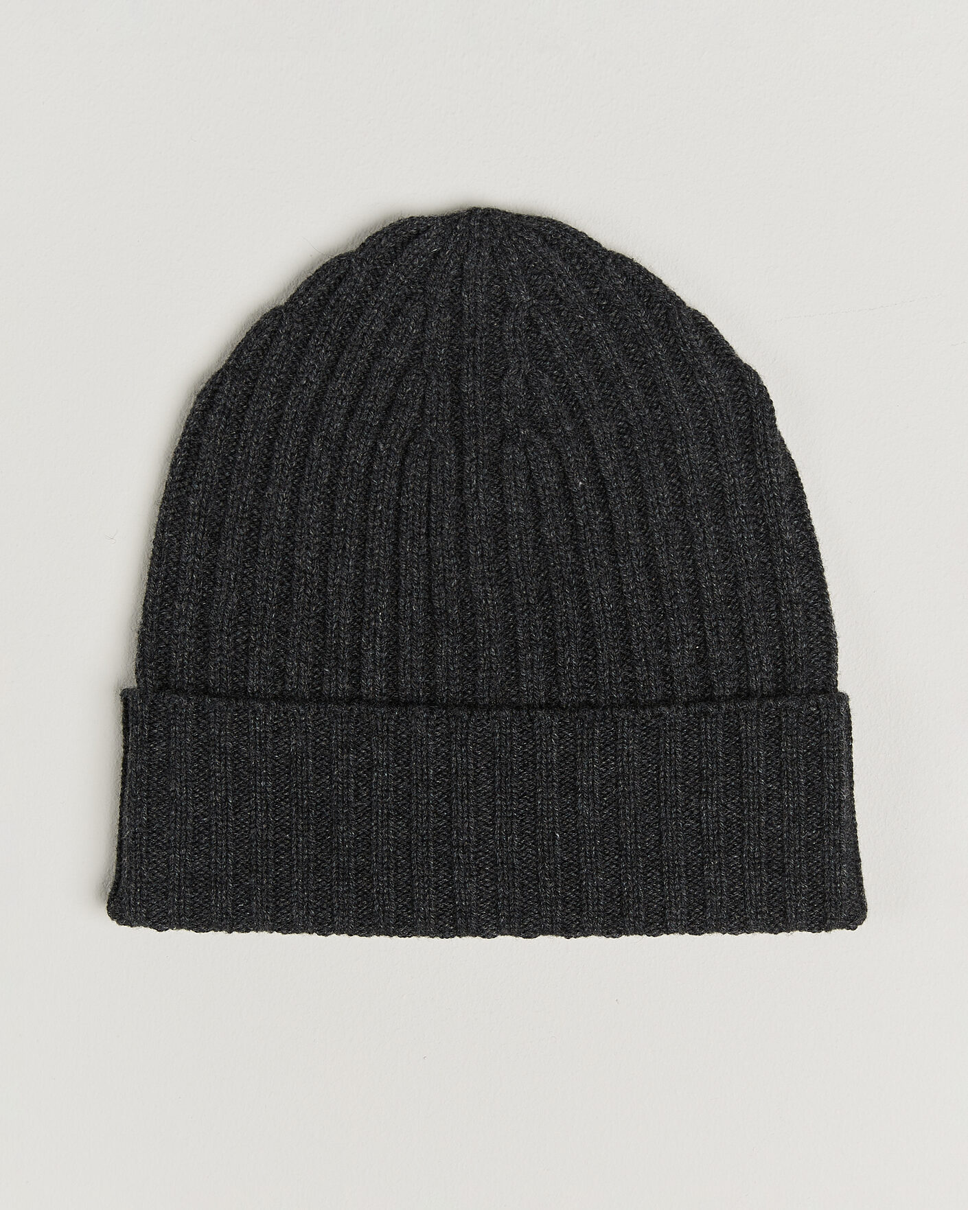 Heren | Mutsen | Piacenza Cashmere | Ribbed Cashmere Beanie Charcoal