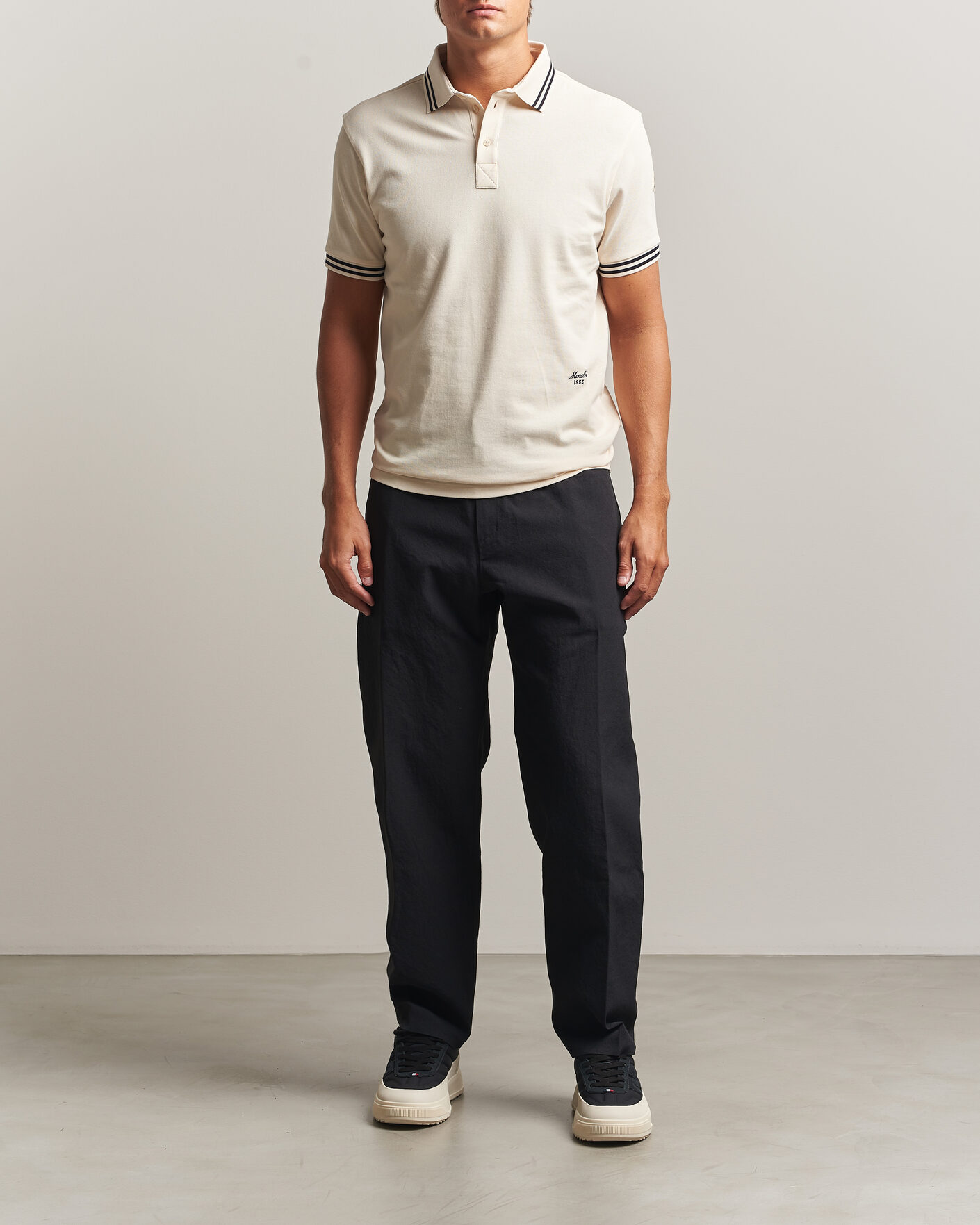 Heren | Polo's | Moncler | Contrast Collar Polo Off White