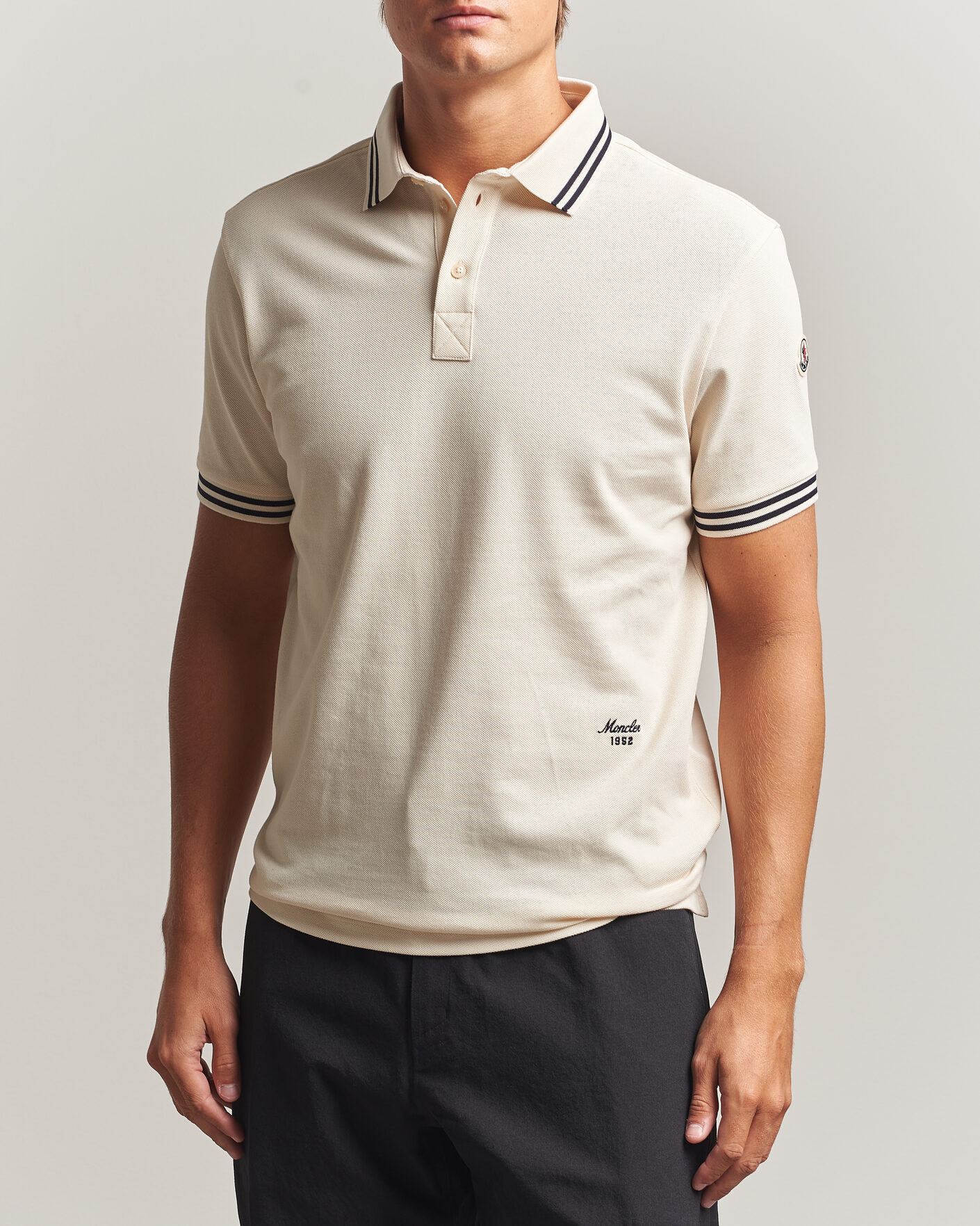 Heren | Polo's | Moncler | Contrast Collar Polo Off White