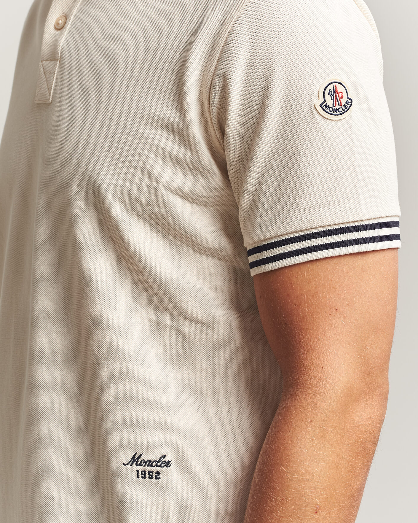 Heren | Polo's | Moncler | Contrast Collar Polo Off White