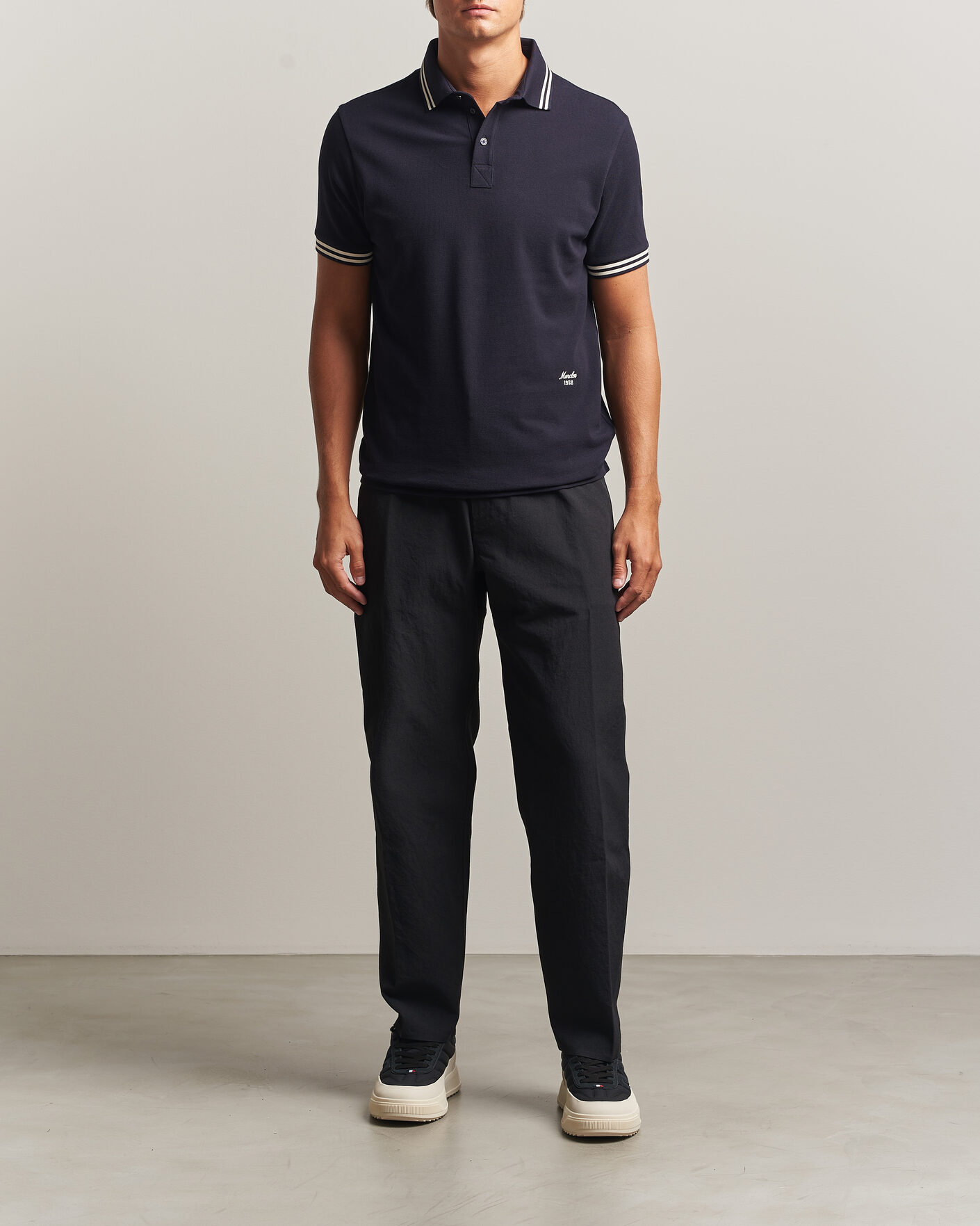 Heren | Polo's | Moncler | Contrast Collar Polo Navy