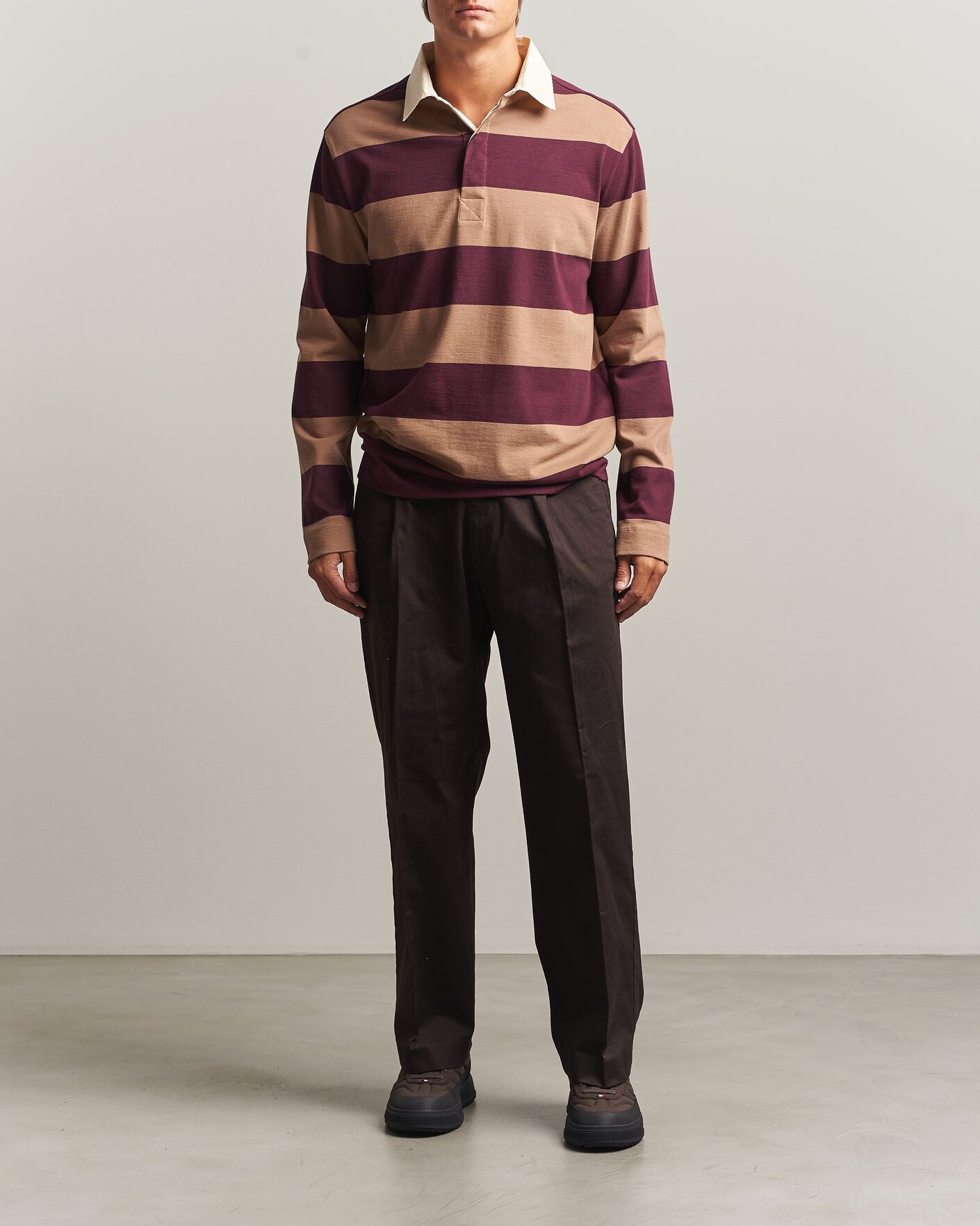 Heren | Truien | Moncler | Striped Rugby Sweater Brown/Burgundy