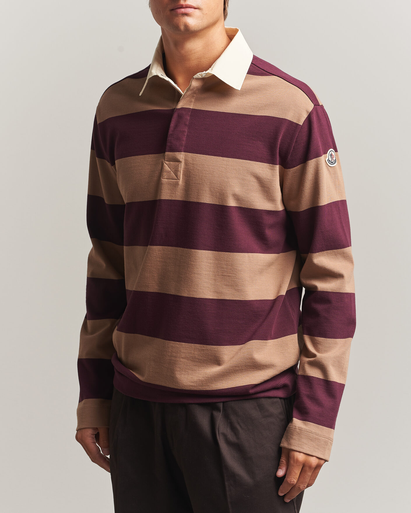 Heren | Truien | Moncler | Striped Rugby Sweater Brown/Burgundy