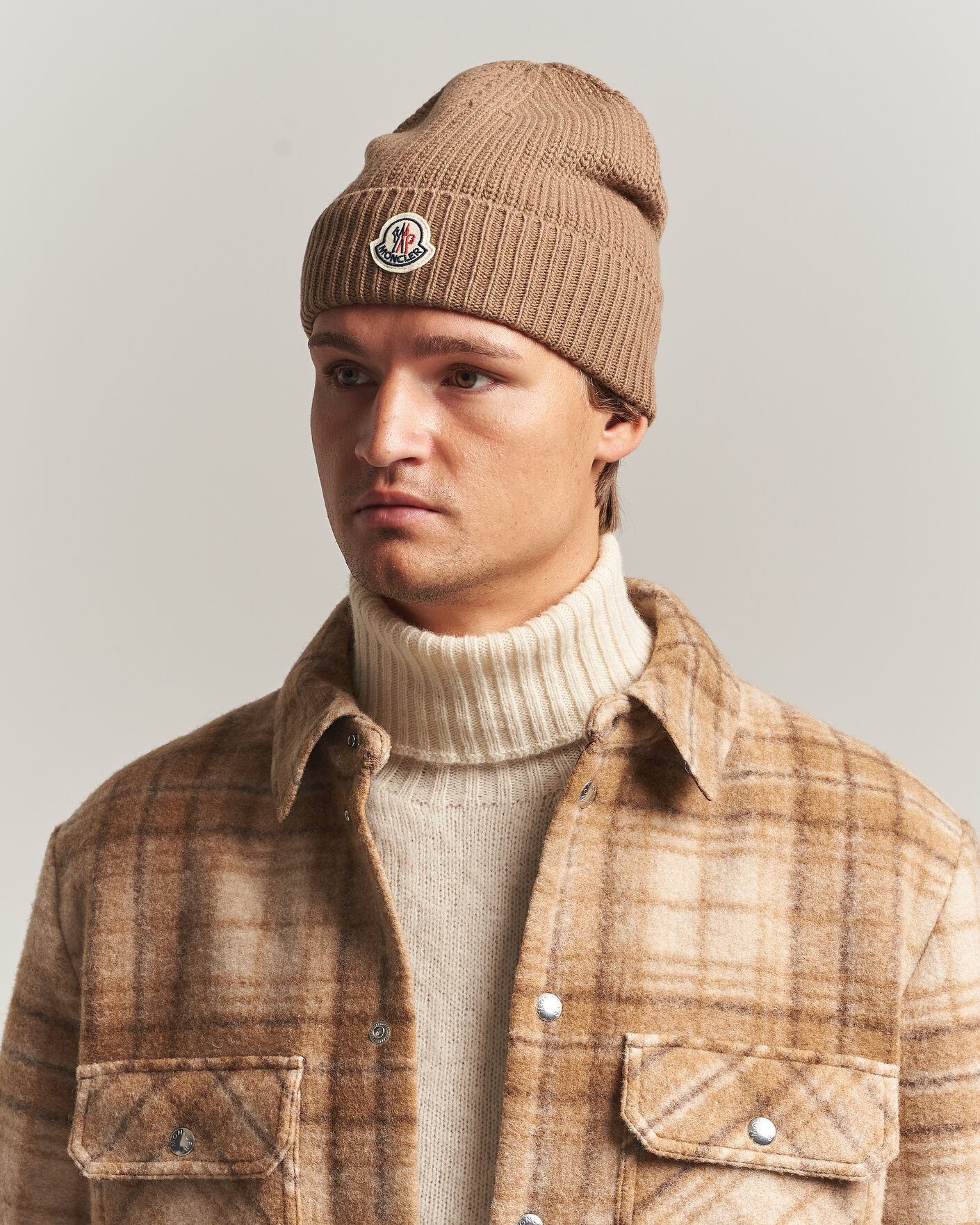 Heren | Mutsen | Moncler | Rib Wool Beanie Brown