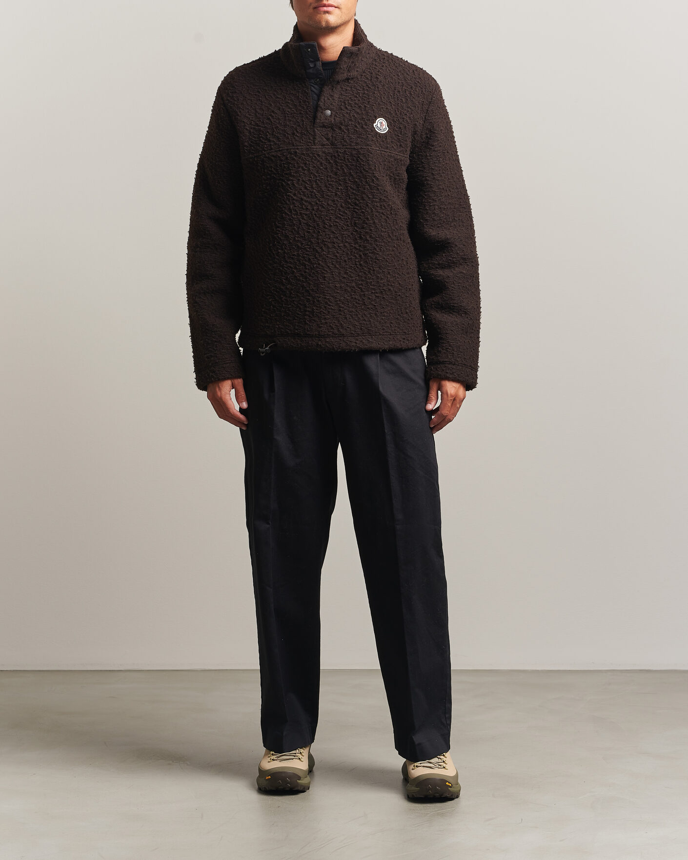Heren | Truien | Moncler | Half Zip Fleece Sweater Dark Brown