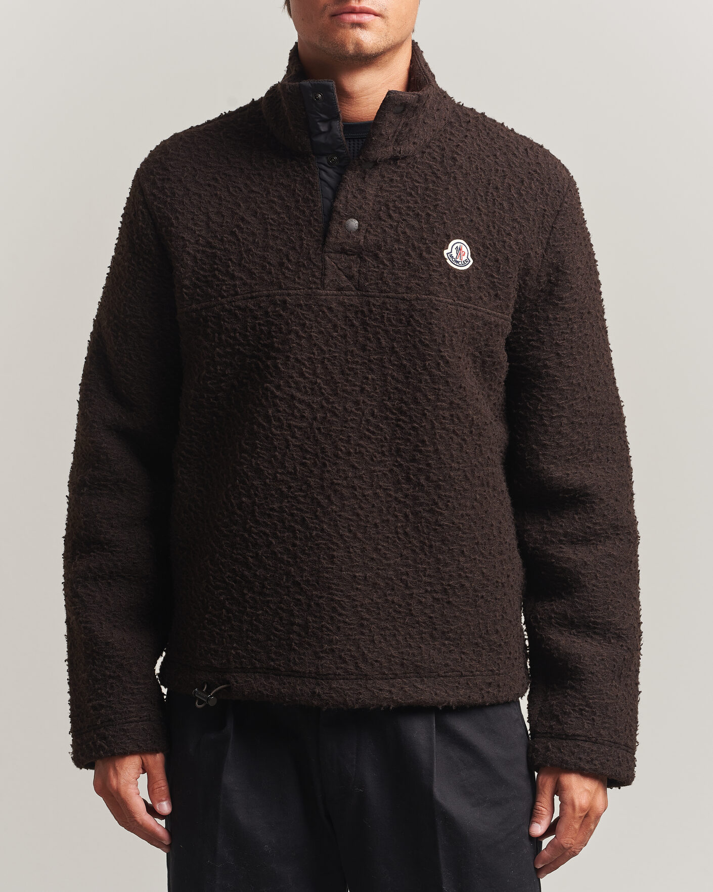 Heren | Truien | Moncler | Half Zip Fleece Sweater Dark Brown