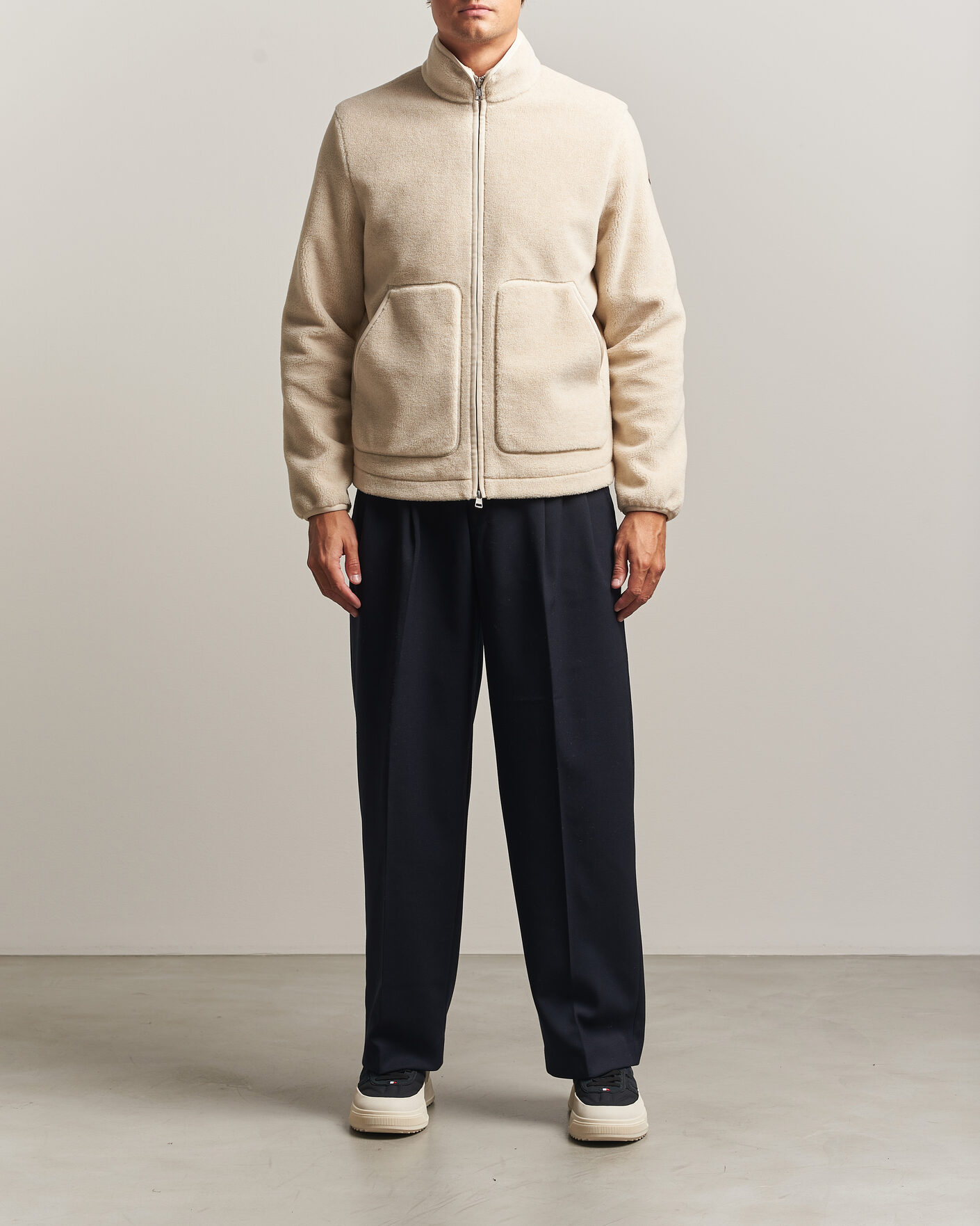 Heren | Truien | Moncler | Full Zip Fleece  Cream