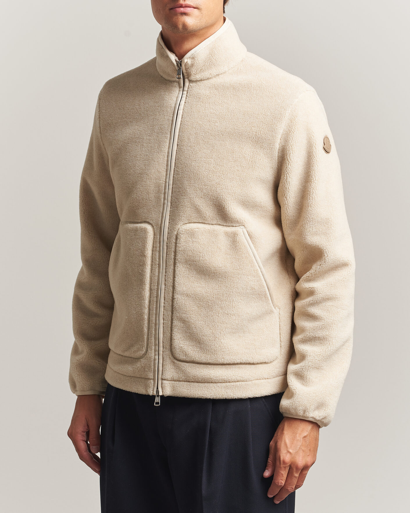 Heren | Truien | Moncler | Full Zip Fleece  Cream
