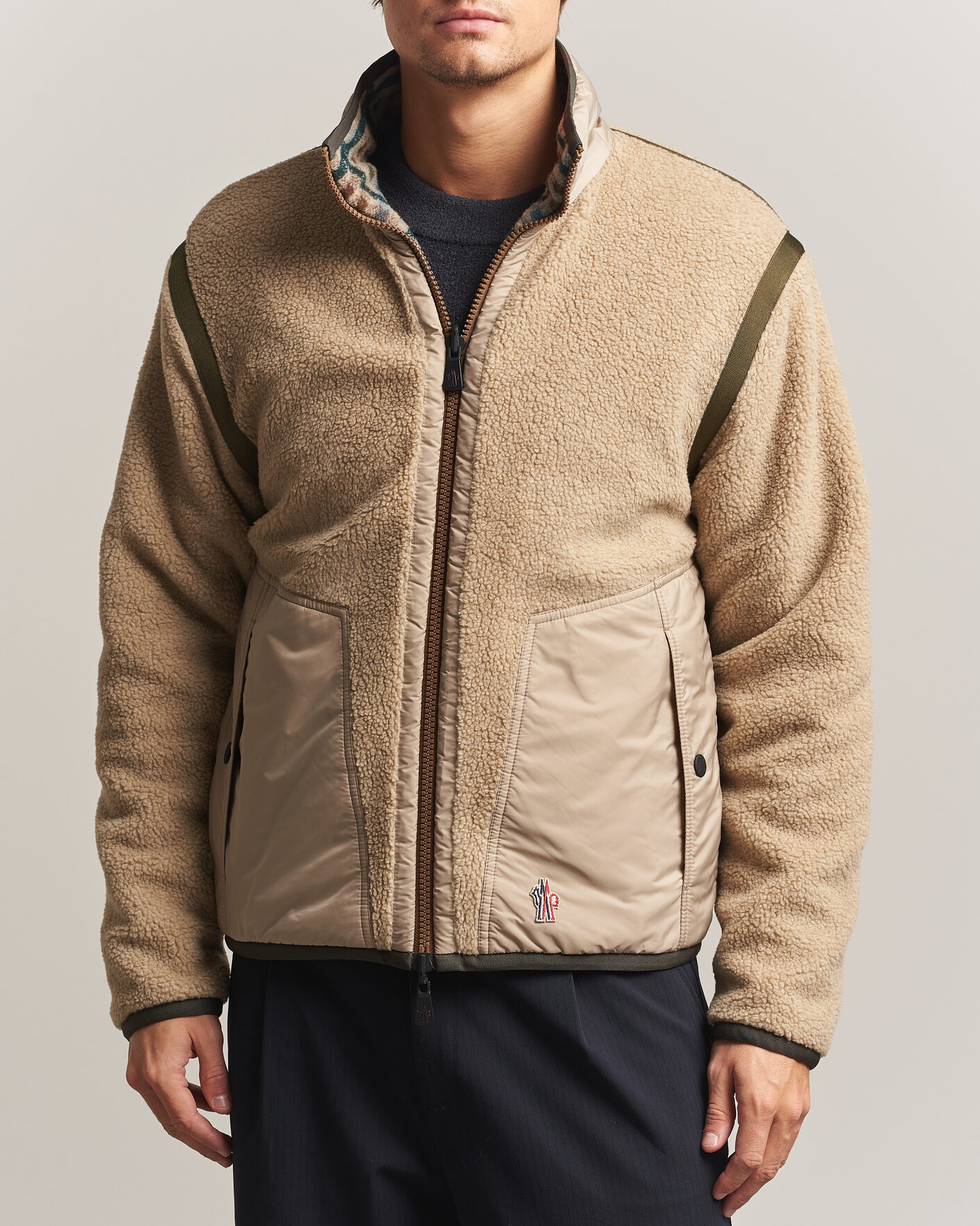 Heren | Truien | Moncler Grenoble | Sherpa Zip Cardigan Beige/Green