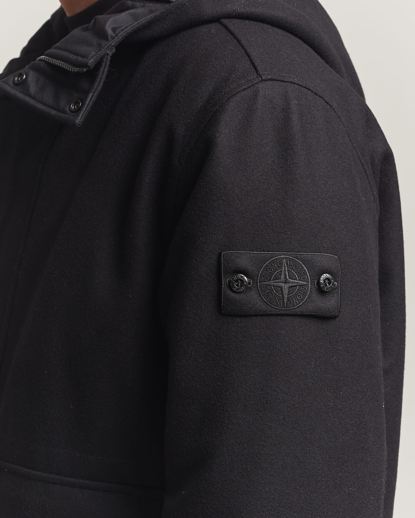 Heren | Jassen | Stone Island | Ghost Wool/Nylon Flannel Short Parka Black