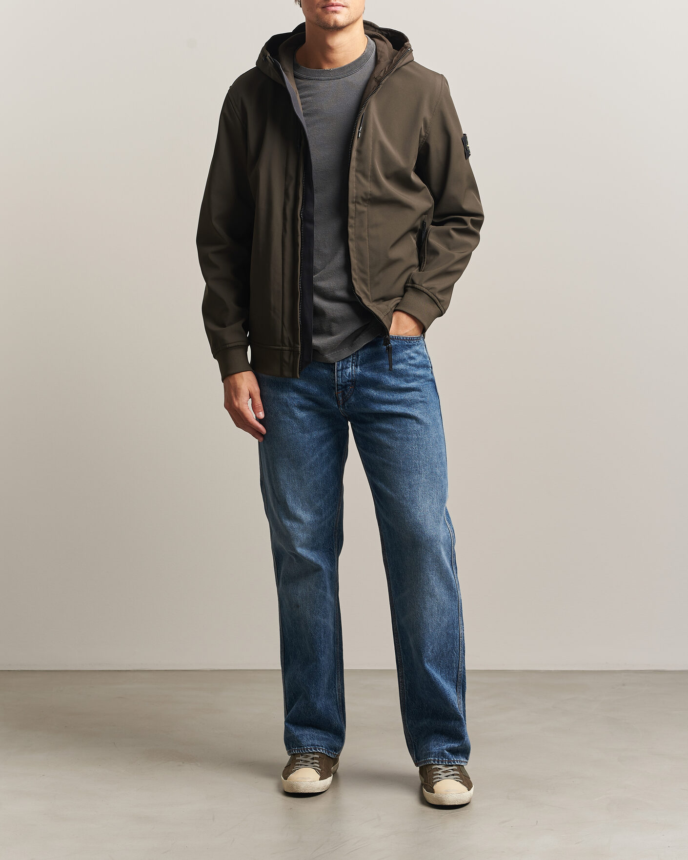 Heren | Jassen | Stone Island | Short Hooded Soft Shell Jacket Coal Grey