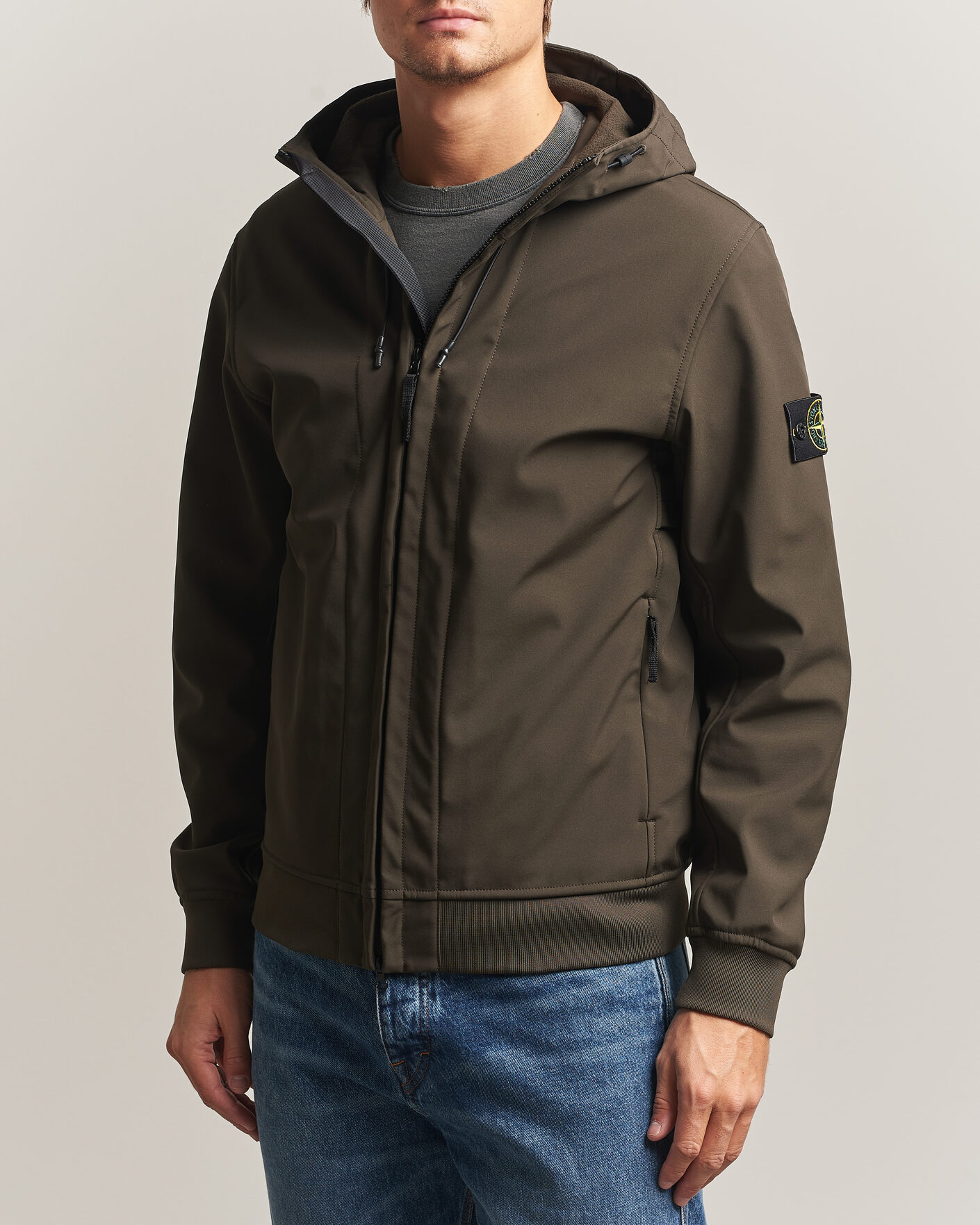 Heren | Jassen | Stone Island | Short Hooded Soft Shell Jacket Coal Grey