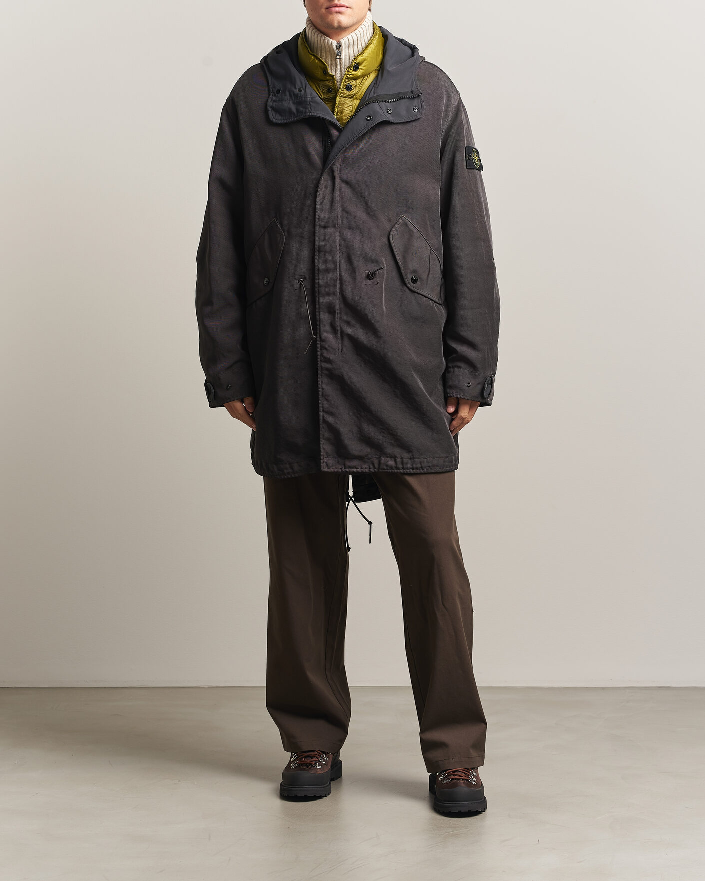 Heren | Jassen | Stone Island | Dense Oxford Nylon TC Fishtail Parka Lead Grey