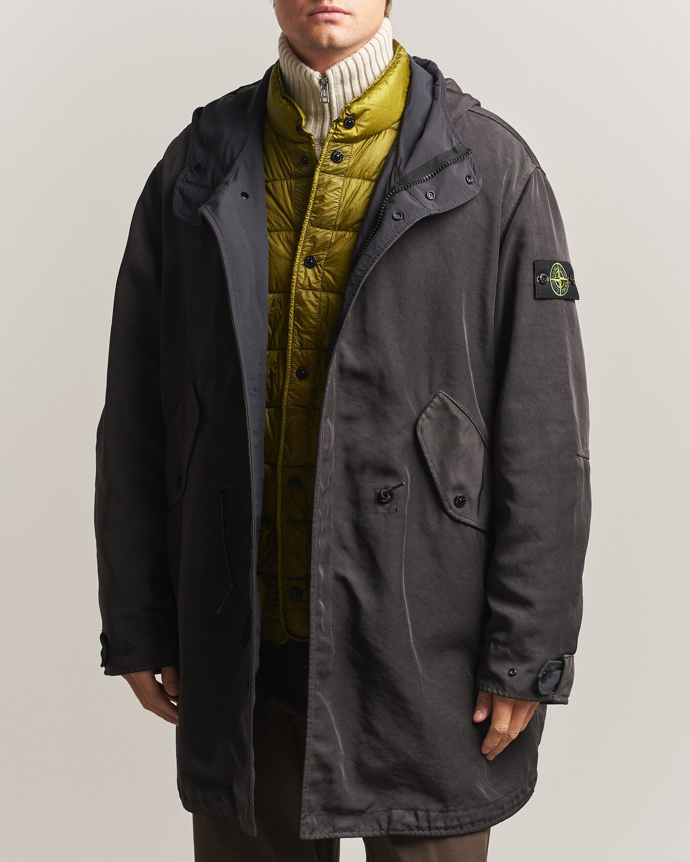 Heren | Jassen | Stone Island | Dense Oxford Nylon TC Fishtail Parka Lead Grey