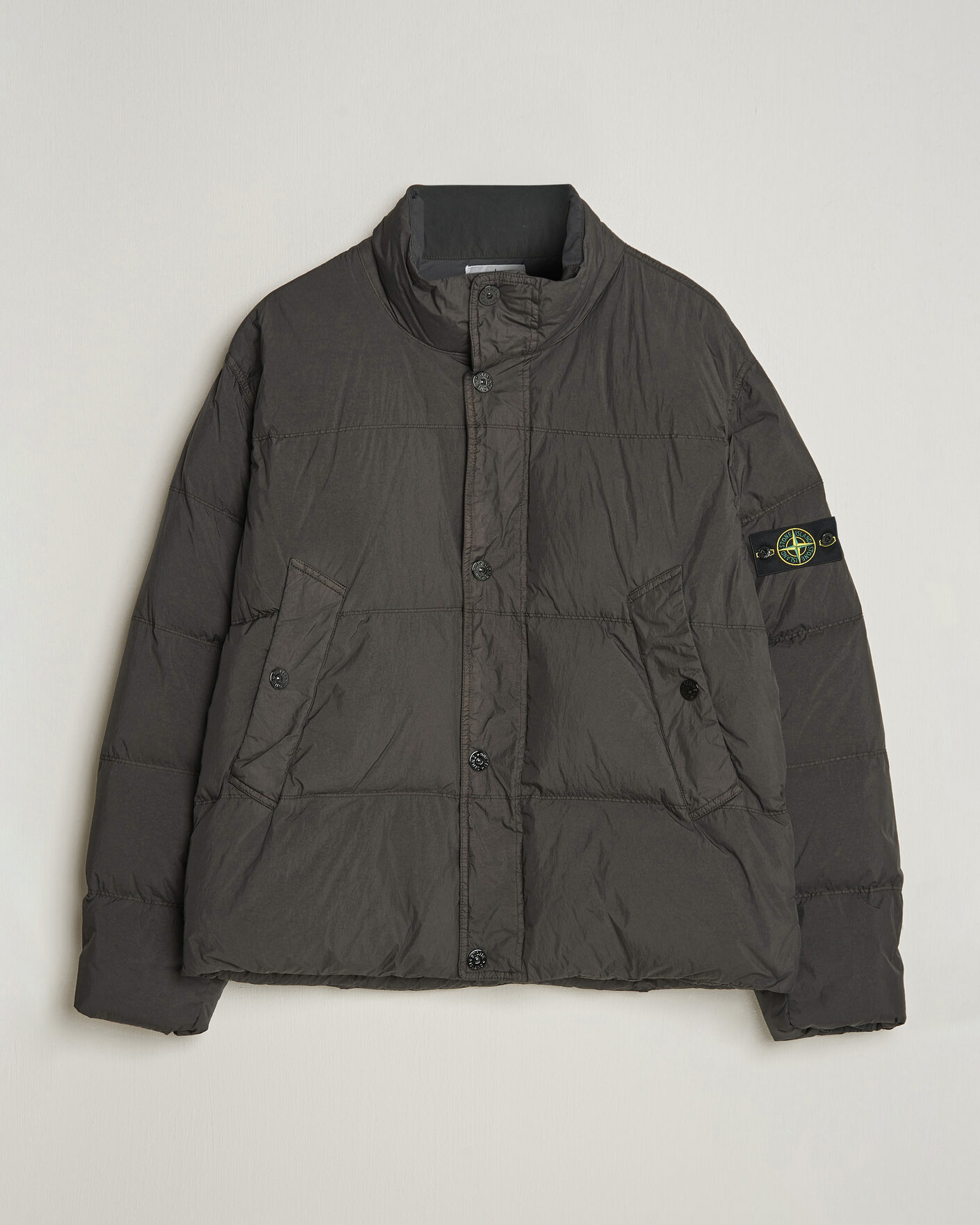 Heren | Jassen | Stone Island | Crinkle Reps Padded Down Jacket Lead Grey