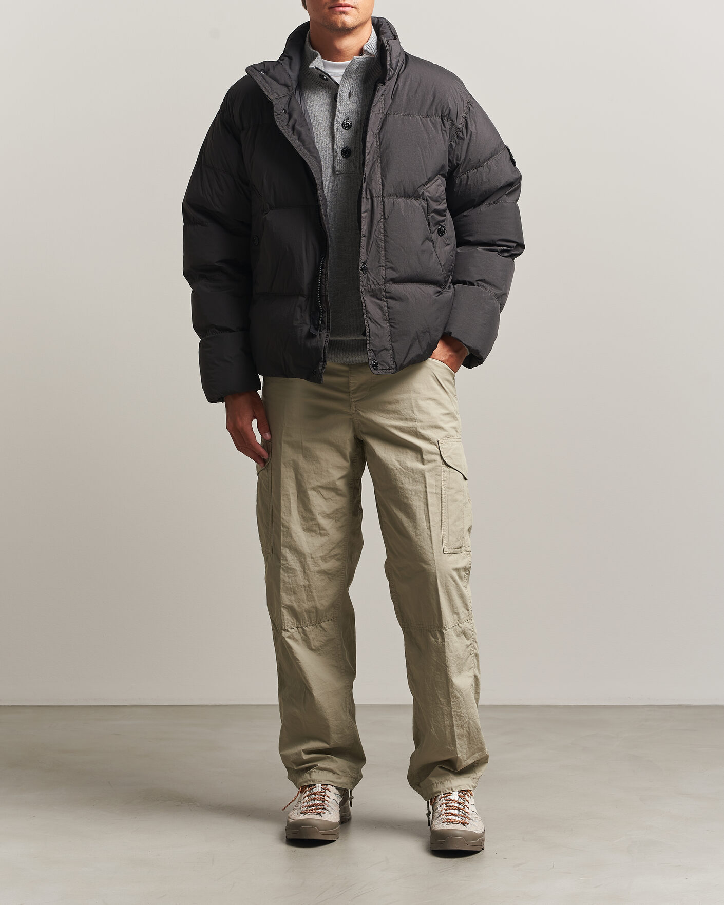 Heren | Jassen | Stone Island | Crinkle Reps Padded Down Jacket Lead Grey