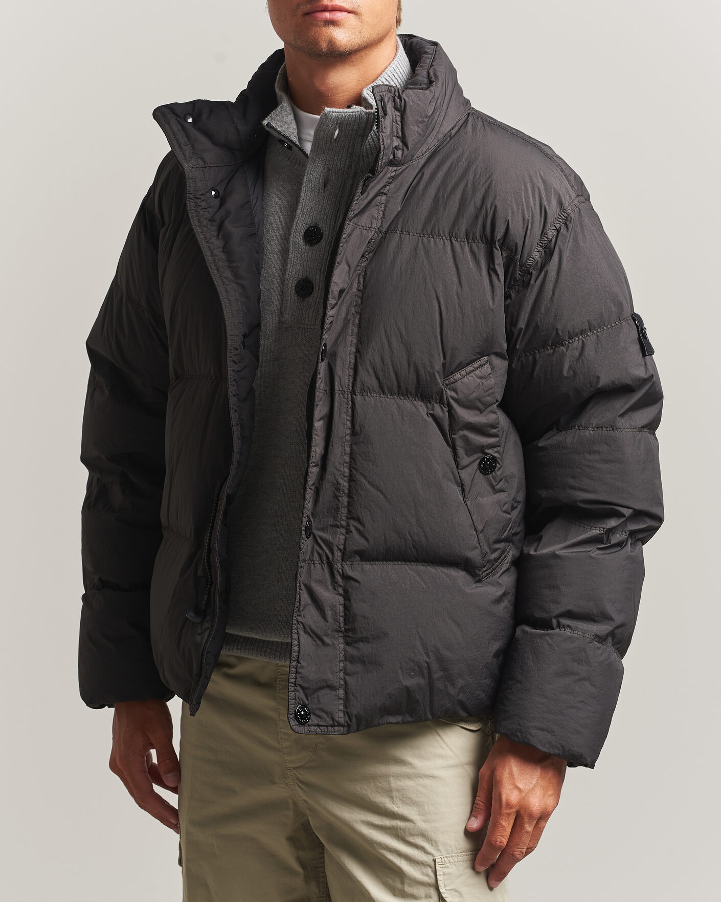 Heren | Jassen | Stone Island | Crinkle Reps Padded Down Jacket Lead Grey