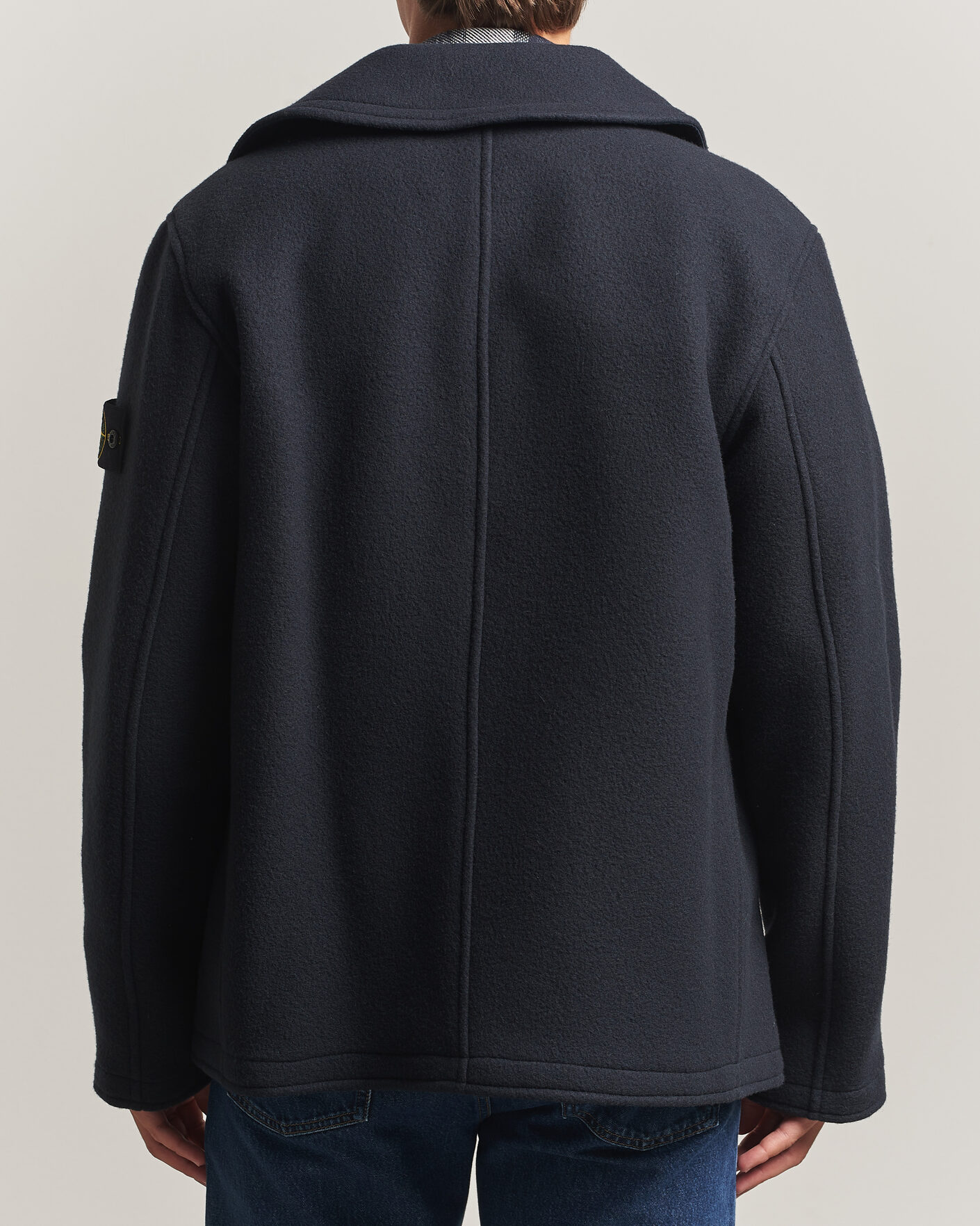 Heren | Jassen | Stone Island | Heavy Melton Wool Peacoat Navy Blue