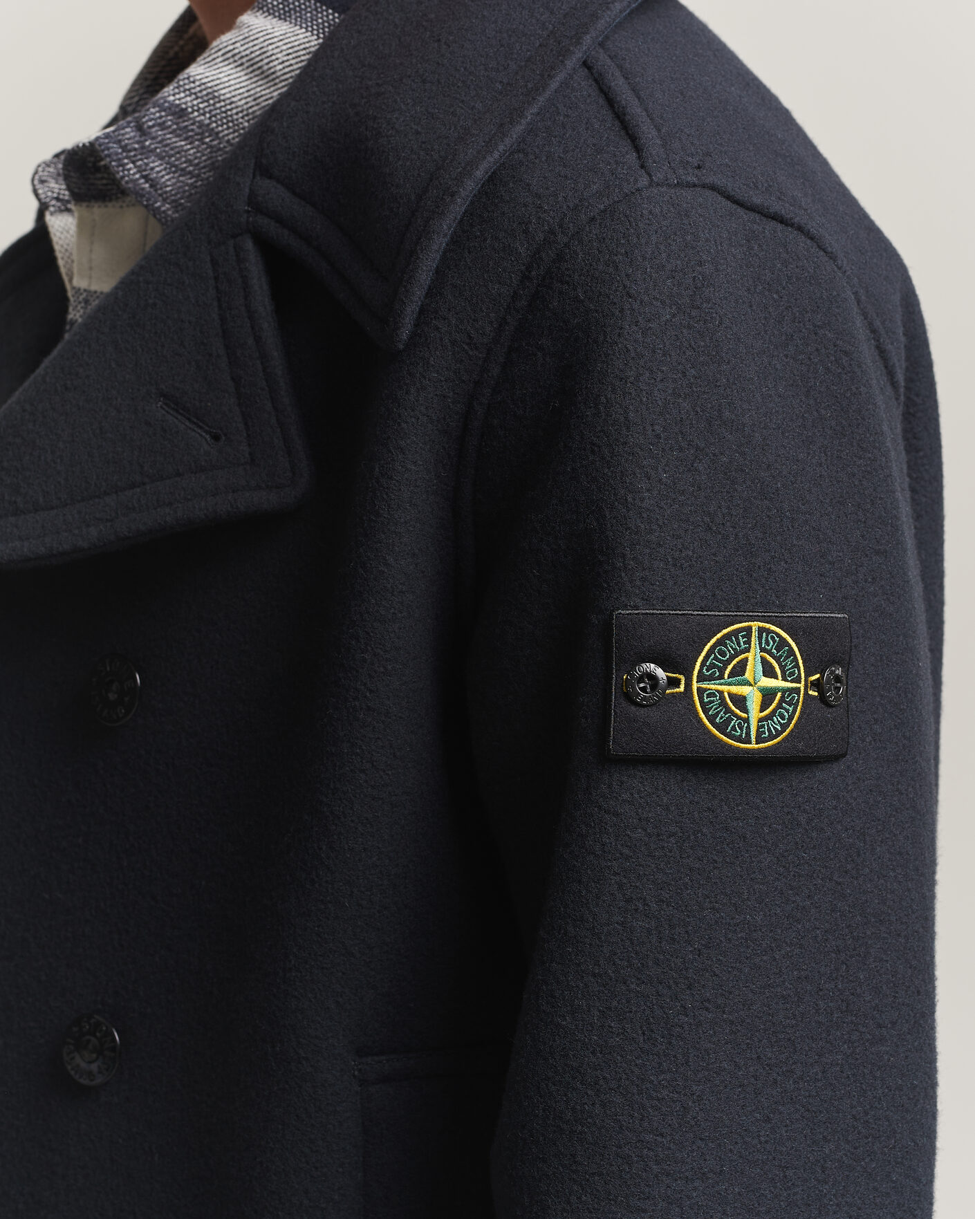 Heren | Jassen | Stone Island | Heavy Melton Wool Peacoat Navy Blue