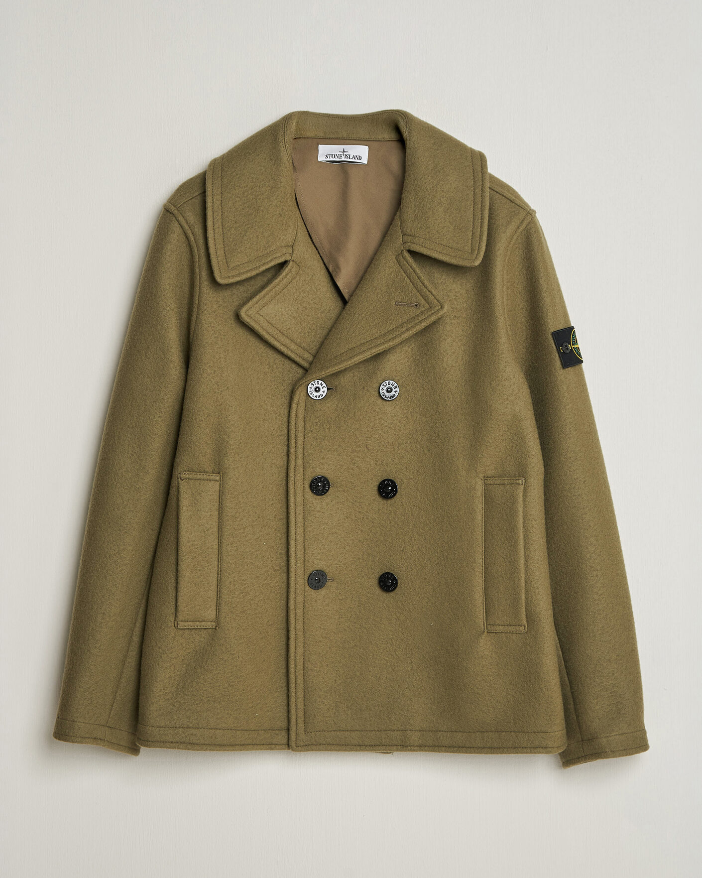 Heren | Jassen | Stone Island | Heavy Melton Wool Peacoat Miltary Green