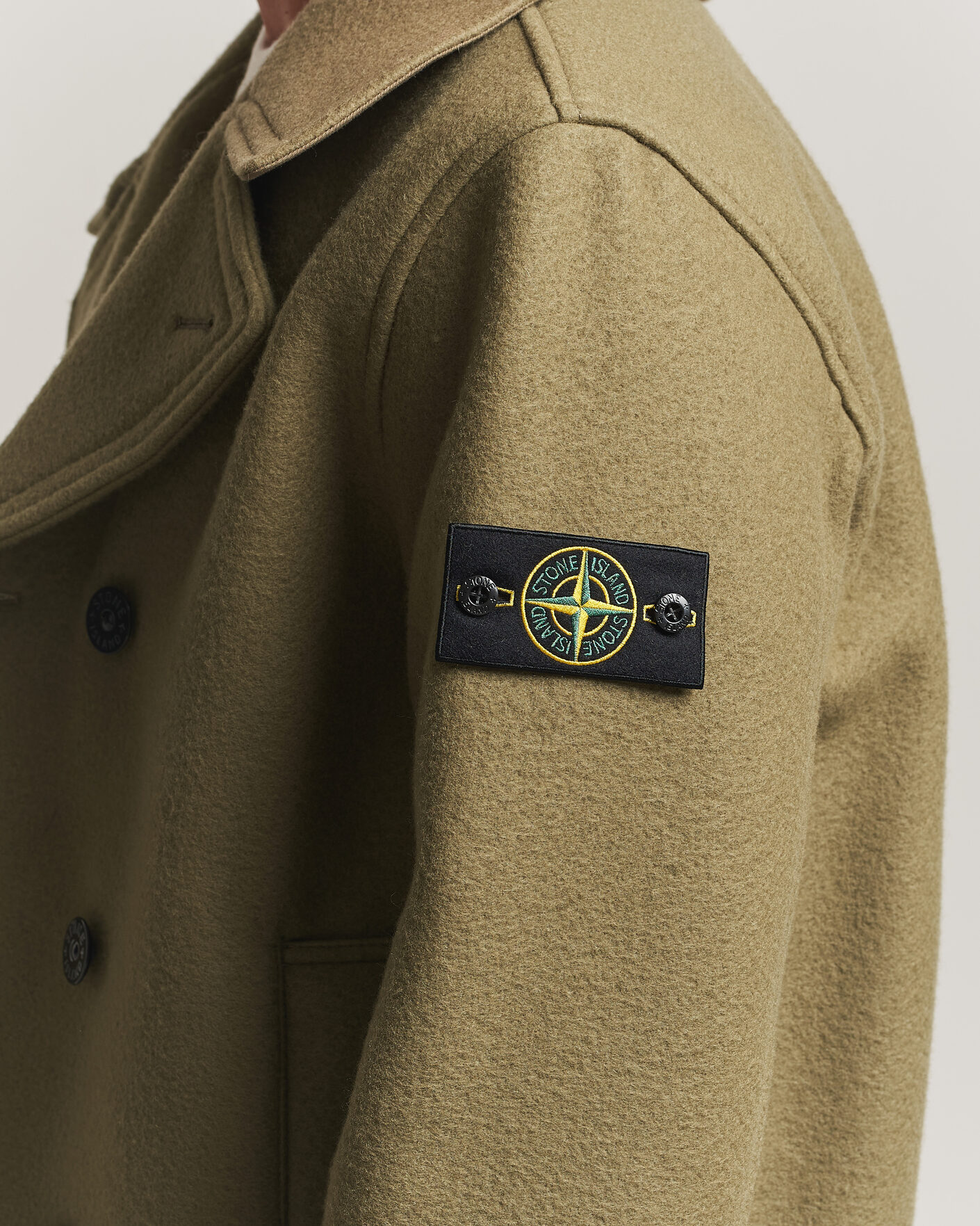Heren | Jassen | Stone Island | Heavy Melton Wool Peacoat Miltary Green
