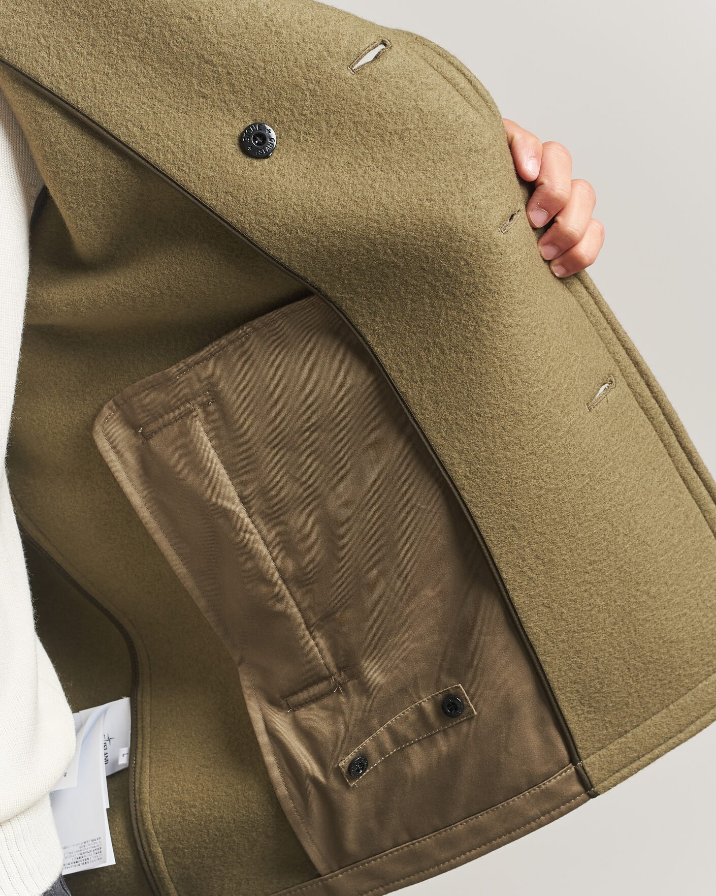Heren | Jassen | Stone Island | Heavy Melton Wool Peacoat Miltary Green