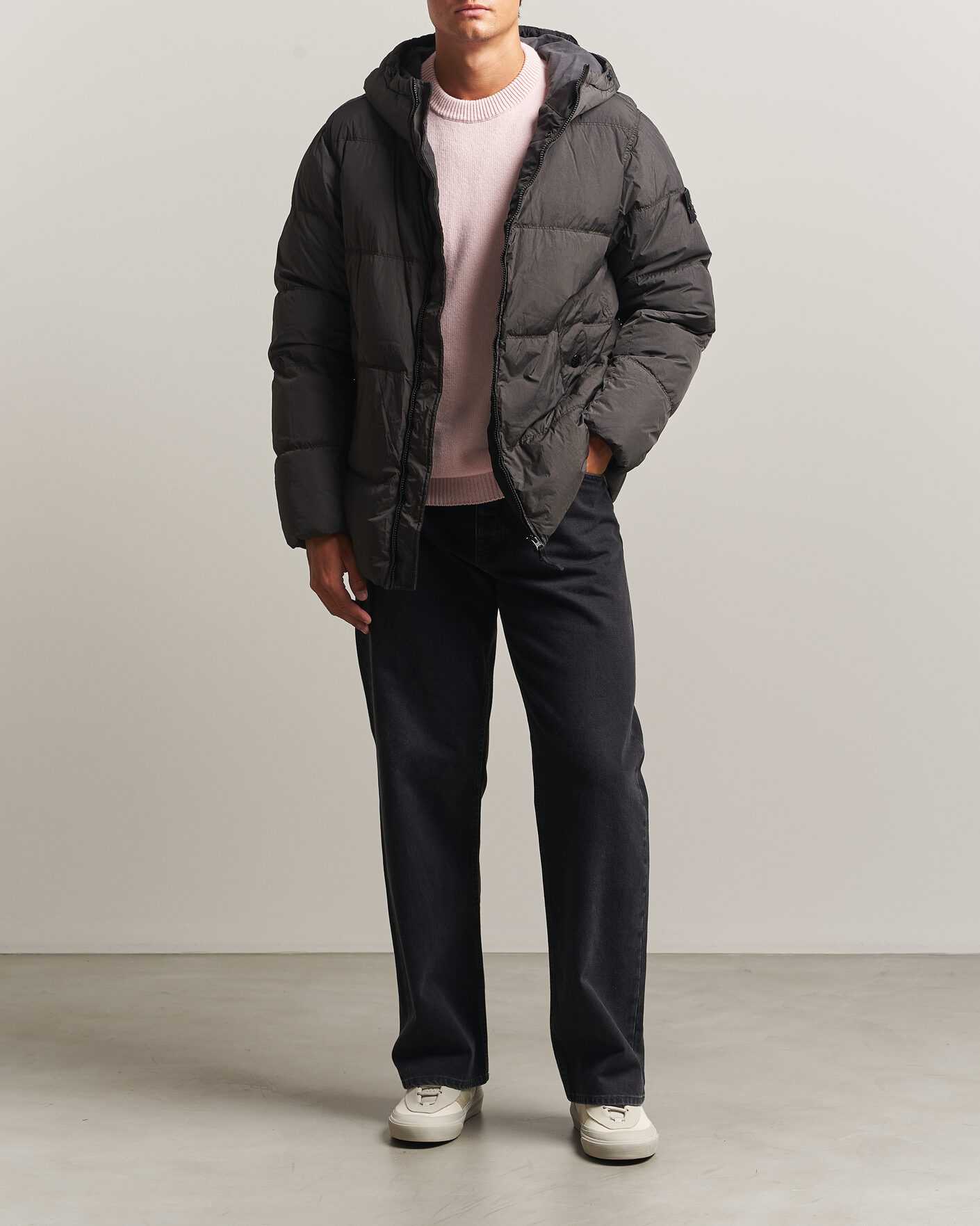 Heren | Jassen | Stone Island | Crinkle Reps Padded Hood Down Jacket Grey