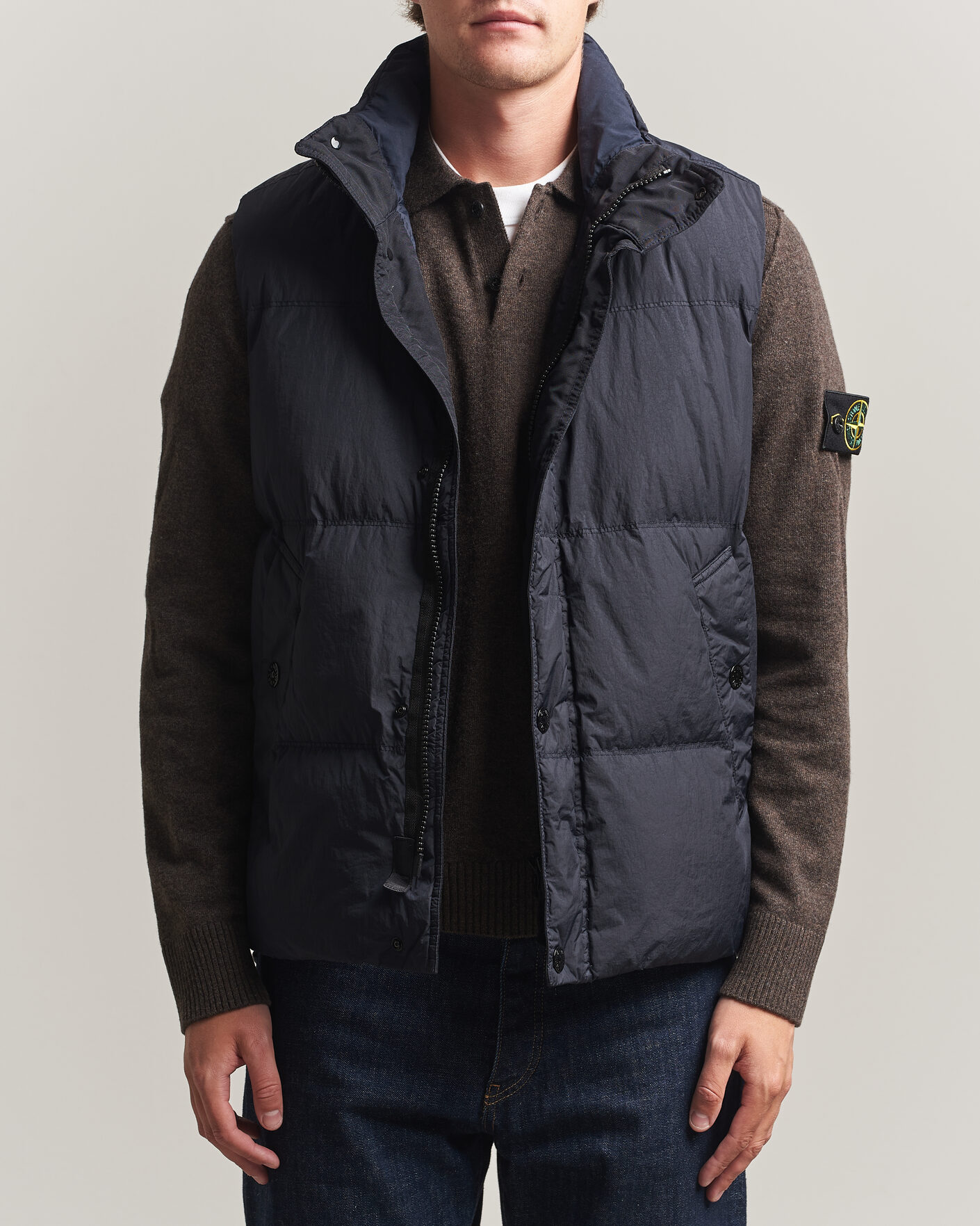 Heren | Gilets | Stone Island | Crinkle Reps Down Vest Navy Blue