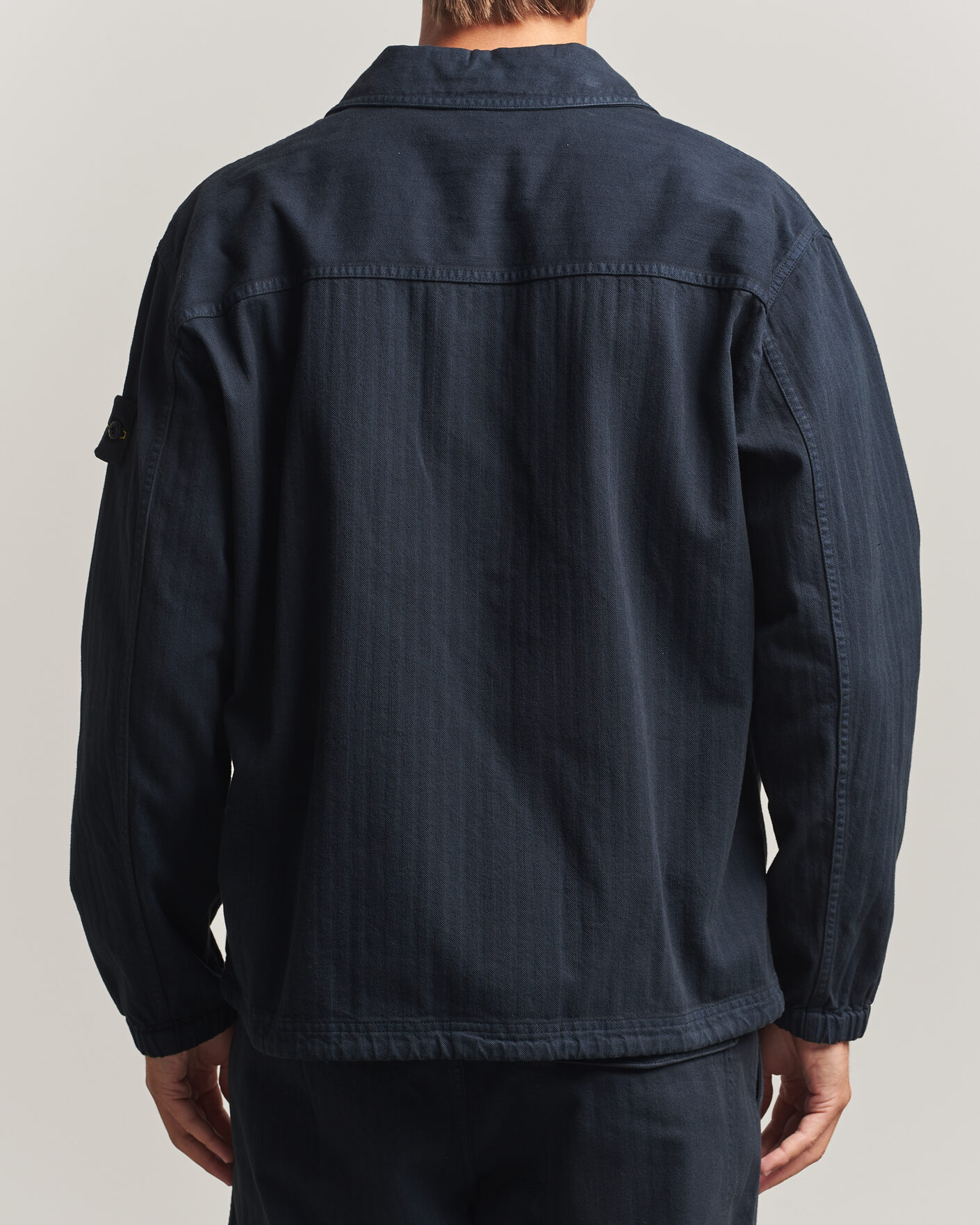Heren | Overhemden | Stone Island | Garment Dyed Cotton Herringbone Overshirt Navy Blue