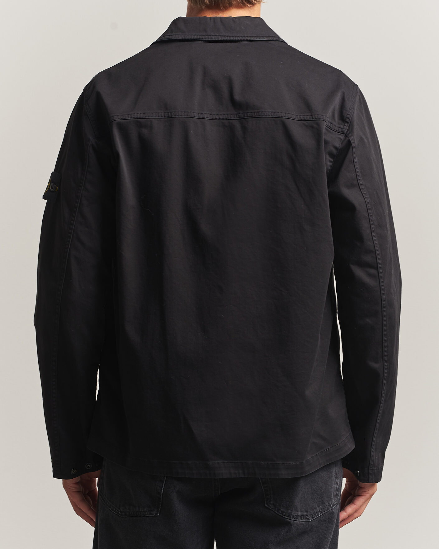 Heren | Overhemden | Stone Island | Organic Cotton Satin Stretch Zip Overshirt Black