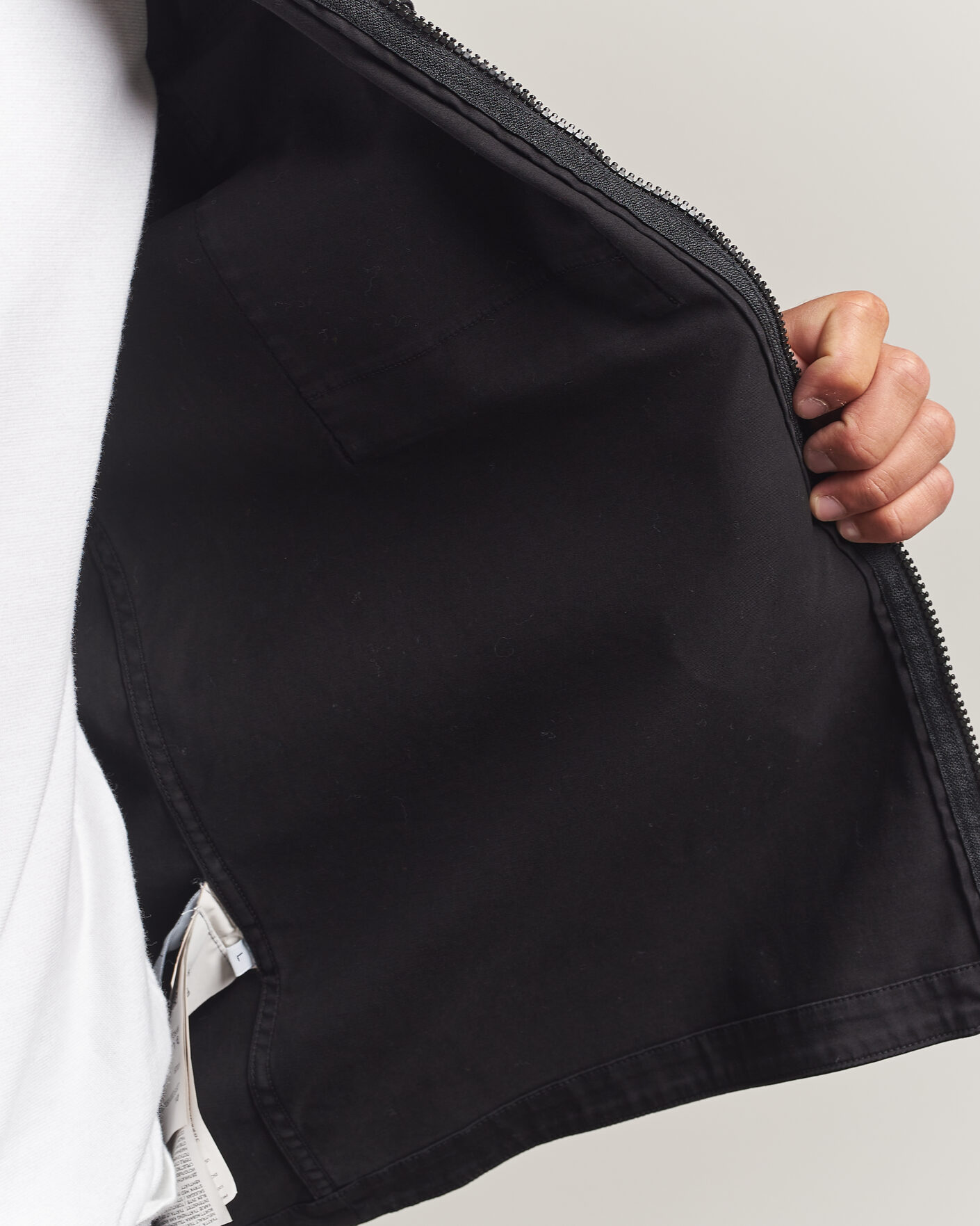 Heren | Overhemden | Stone Island | Organic Cotton Satin Stretch Zip Overshirt Black