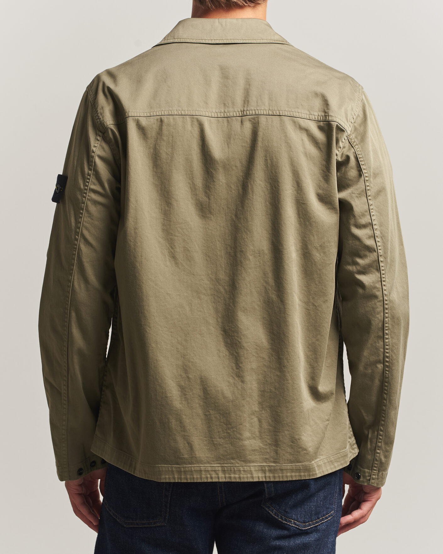 Heren | Overhemden | Stone Island | Organic Cotton Satin Stretch Zip Overshirt Miltary Green