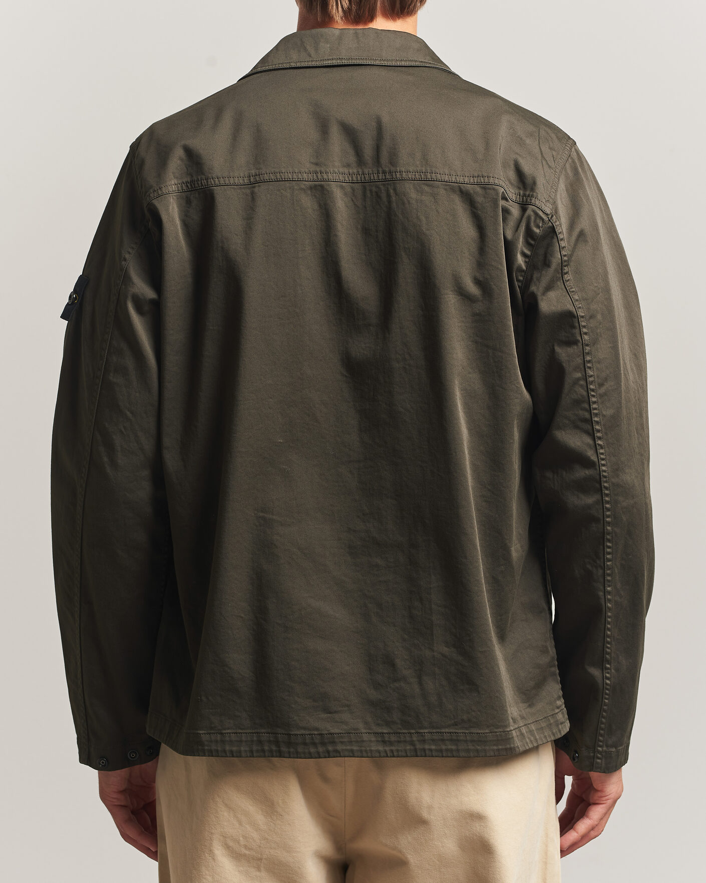 Heren | Overhemden | Stone Island | Organic Cotton Satin Stretch Zip Overshirt Grey