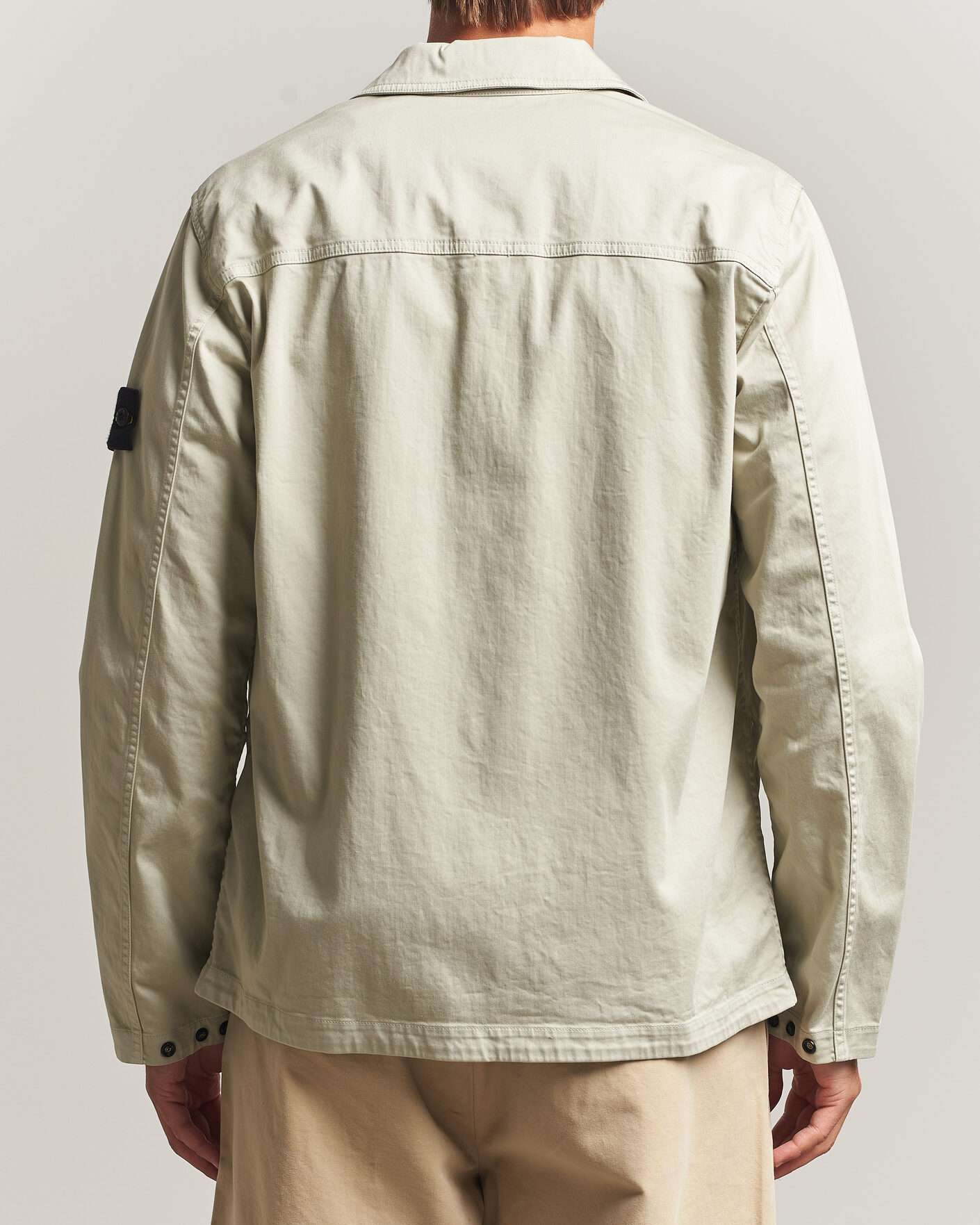 Heren | Overhemden | Stone Island | Organic Cotton Satin Stretch Zip Overshirt Sand