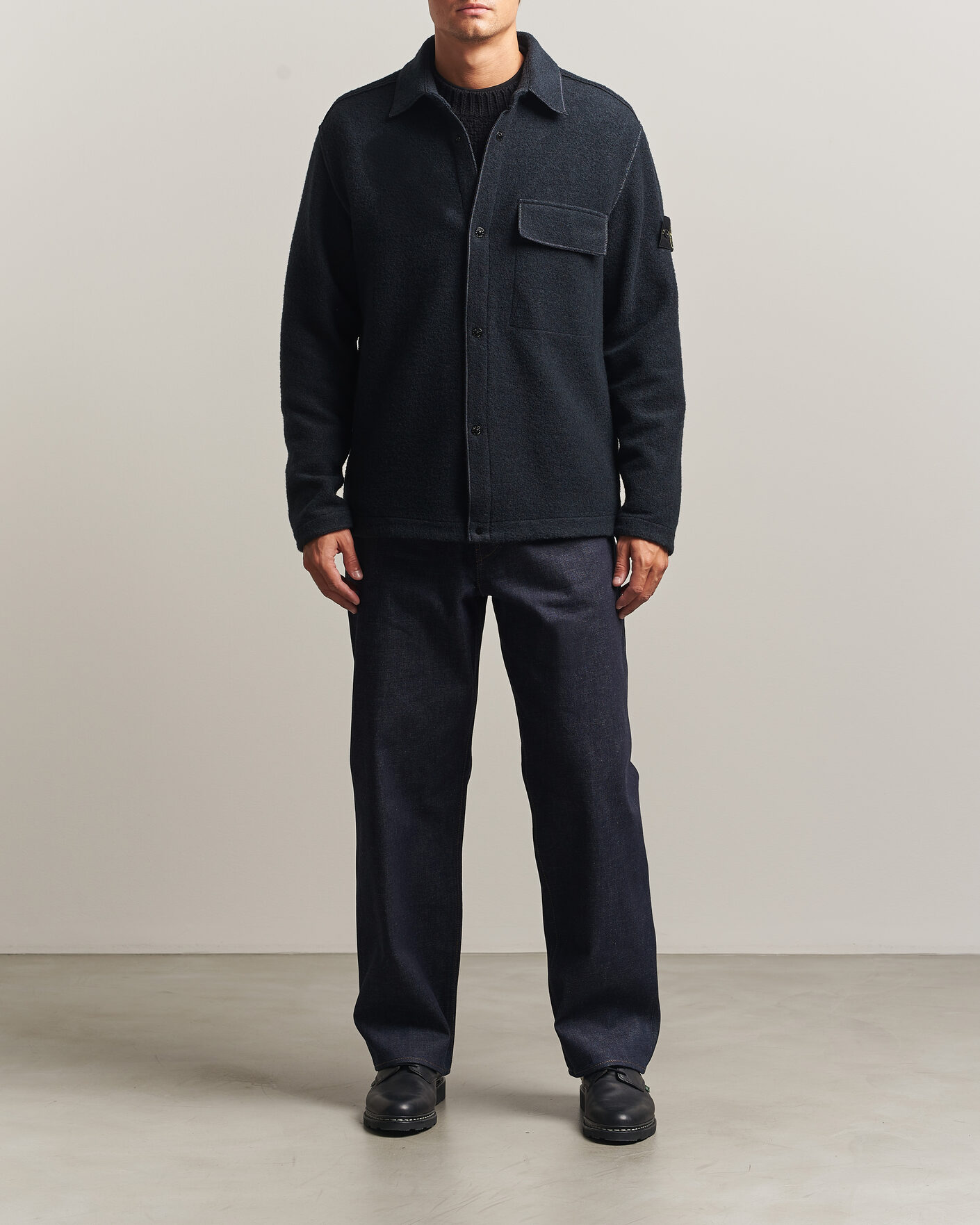 Heren | Overhemden | Stone Island | Micro Bouclé Overshirt Navy Blue