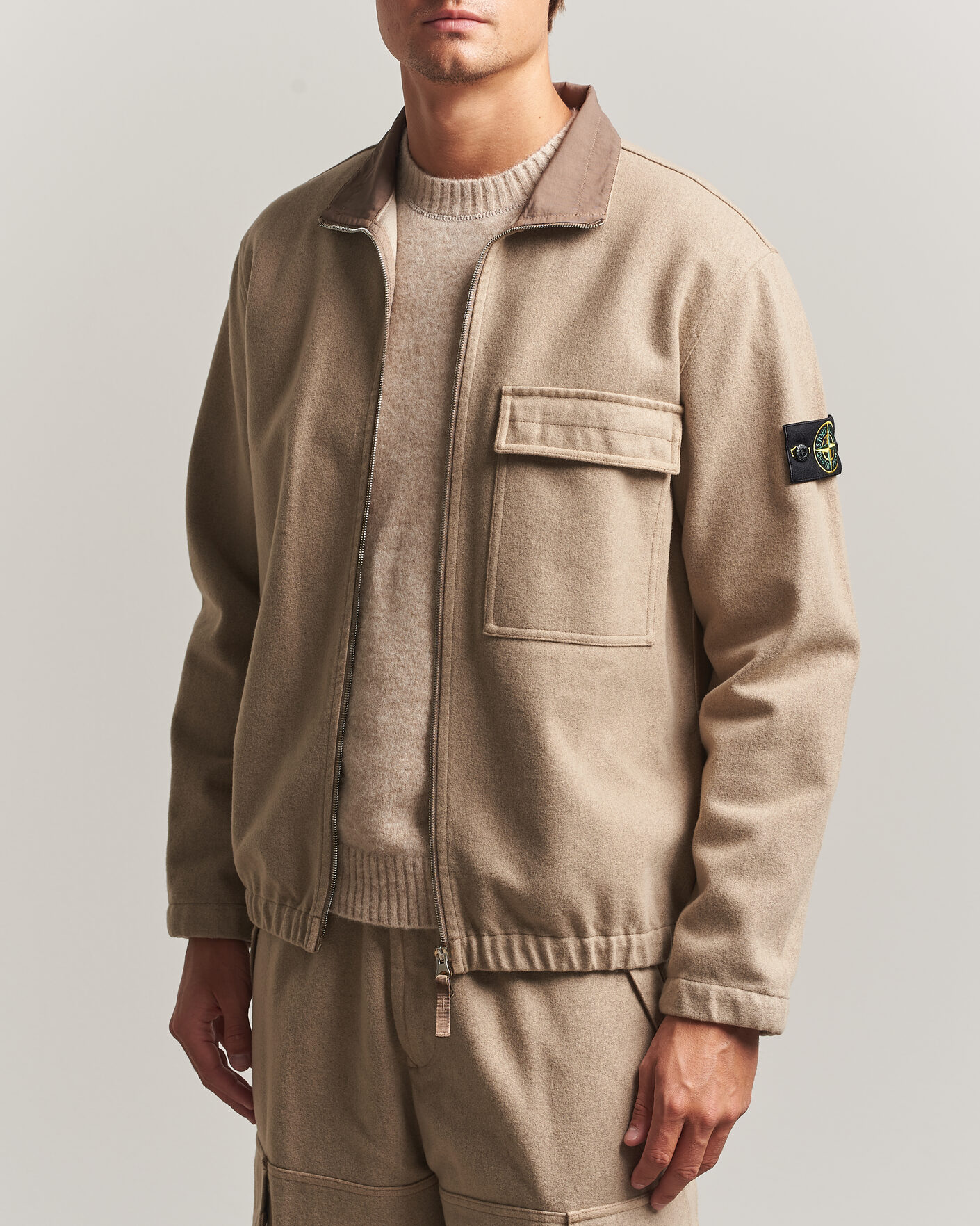 Heren | Jassen | Stone Island | Wool/Nylon Flannel Jacket Biscuit
