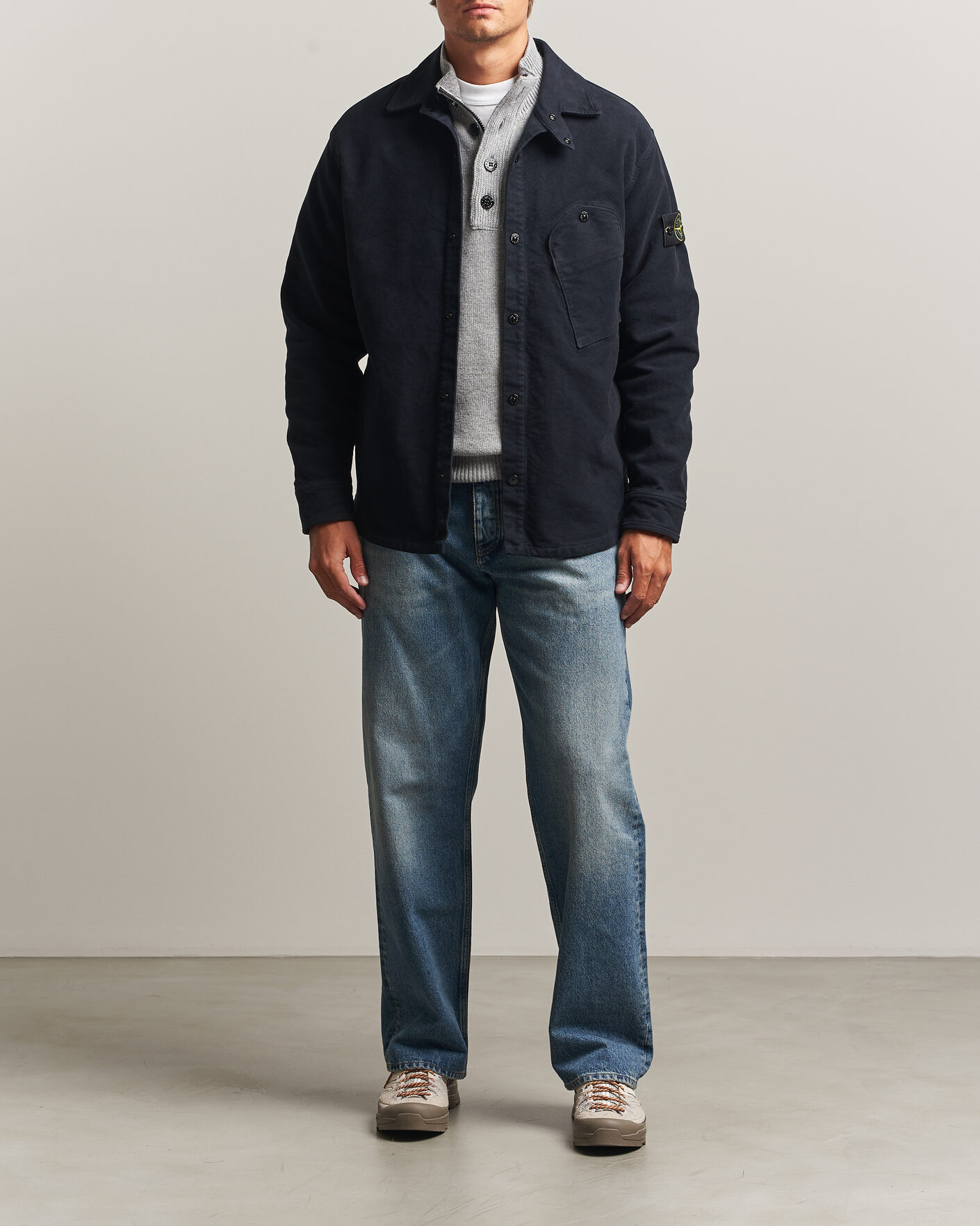 Heren | Overhemden | Stone Island | Cotton Moleskin Overshirt Navy Blue