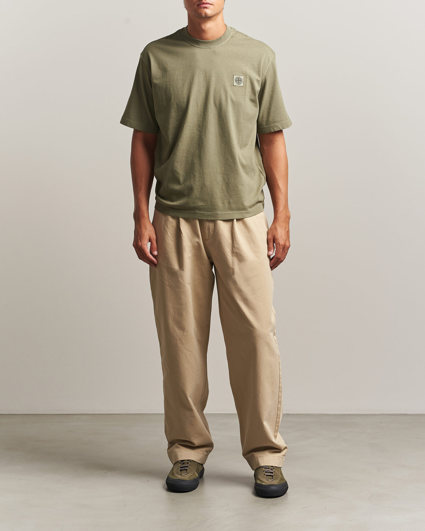 Heren | T-shirts | Stone Island | Combed Organic Cotton T-Shirt Miltary Green