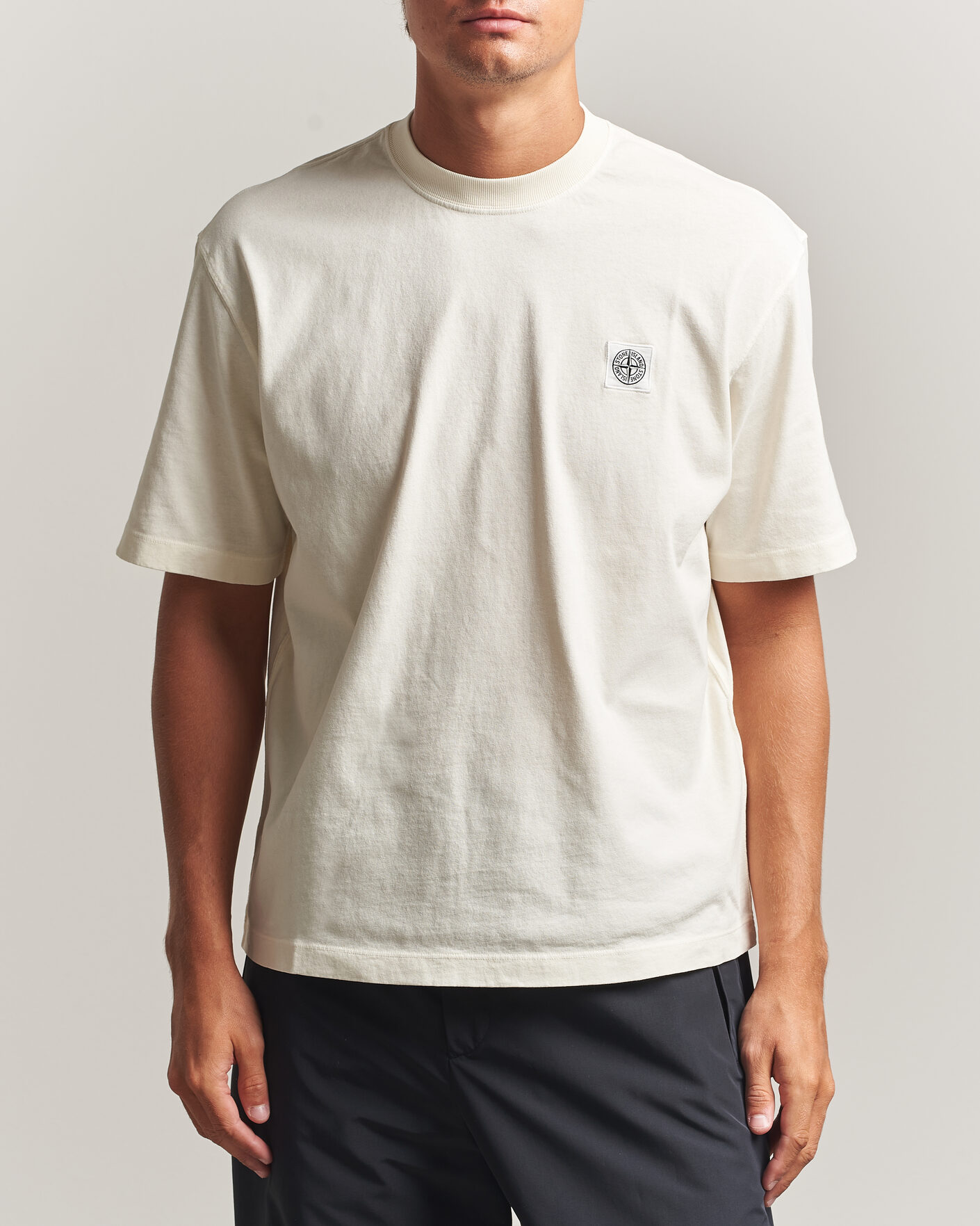 Heren | T-shirts | Stone Island | Combed Organic Cotton T-Shirt Ivory