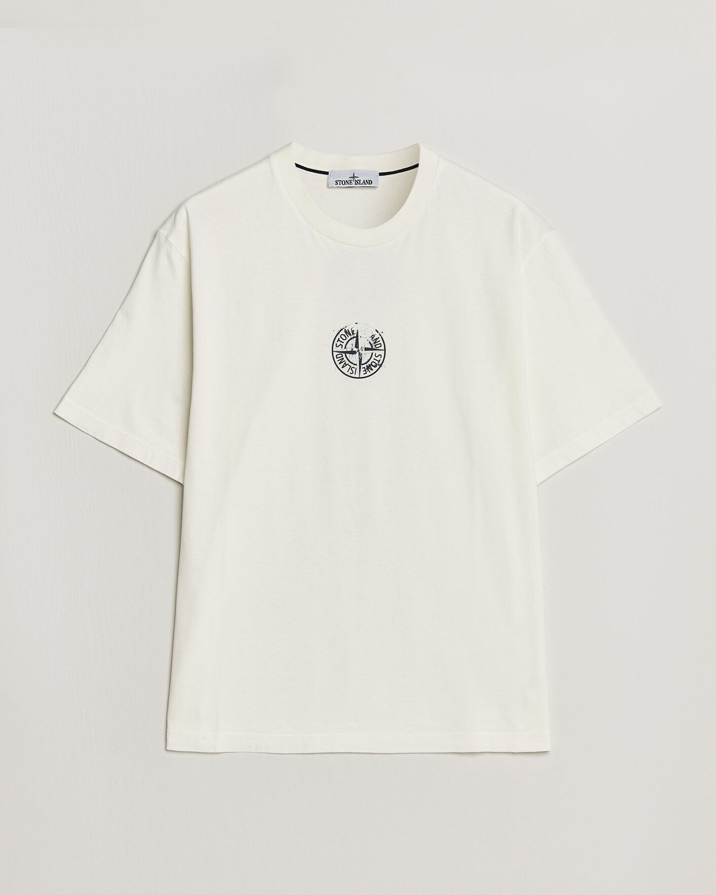 Heren | T-shirts | Stone Island | Vertical Placement Print Cotton T-Shirt Ivory