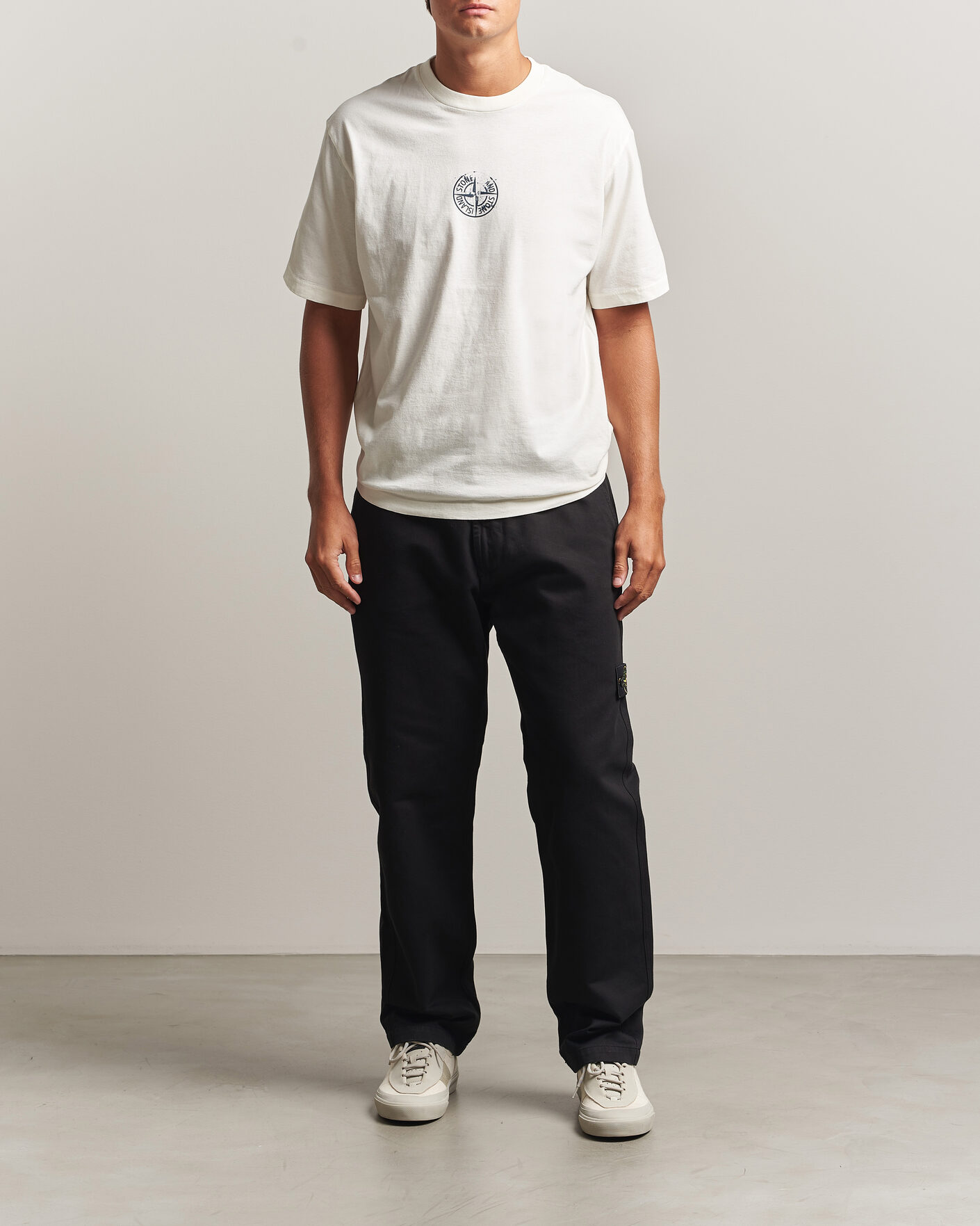 Heren | T-shirts | Stone Island | Vertical Placement Print Cotton T-Shirt Ivory